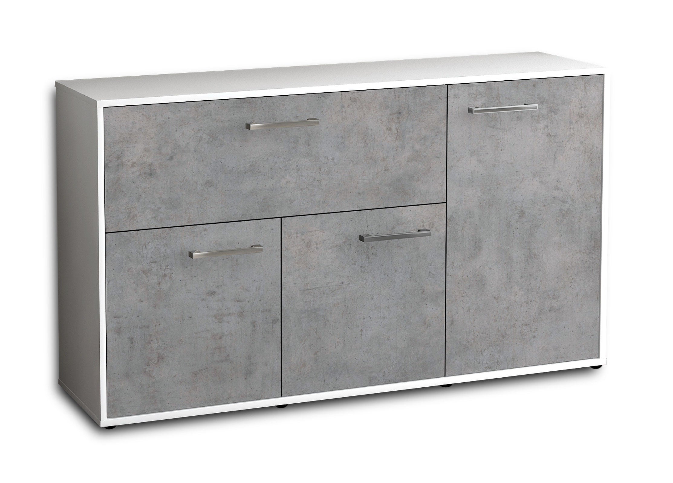 Sideboard - Edera - Design Industrie Stil - Freistehend mit Griffe 136 cm Weiss