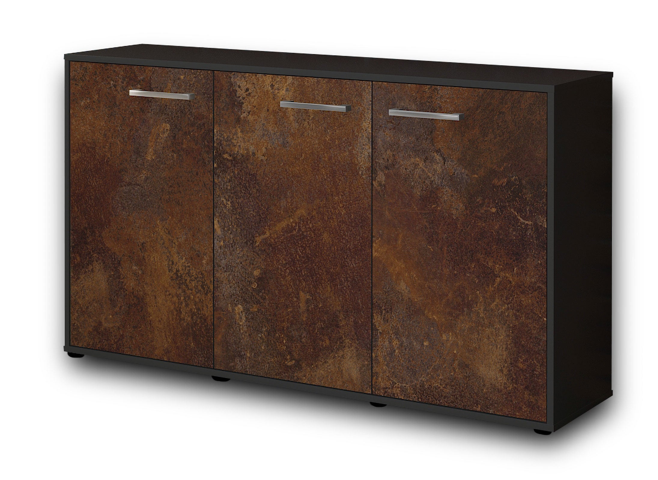 Sideboard - Delia - Design Industrie Stil - Freistehend mit Griffe 136 cm Anthrazit