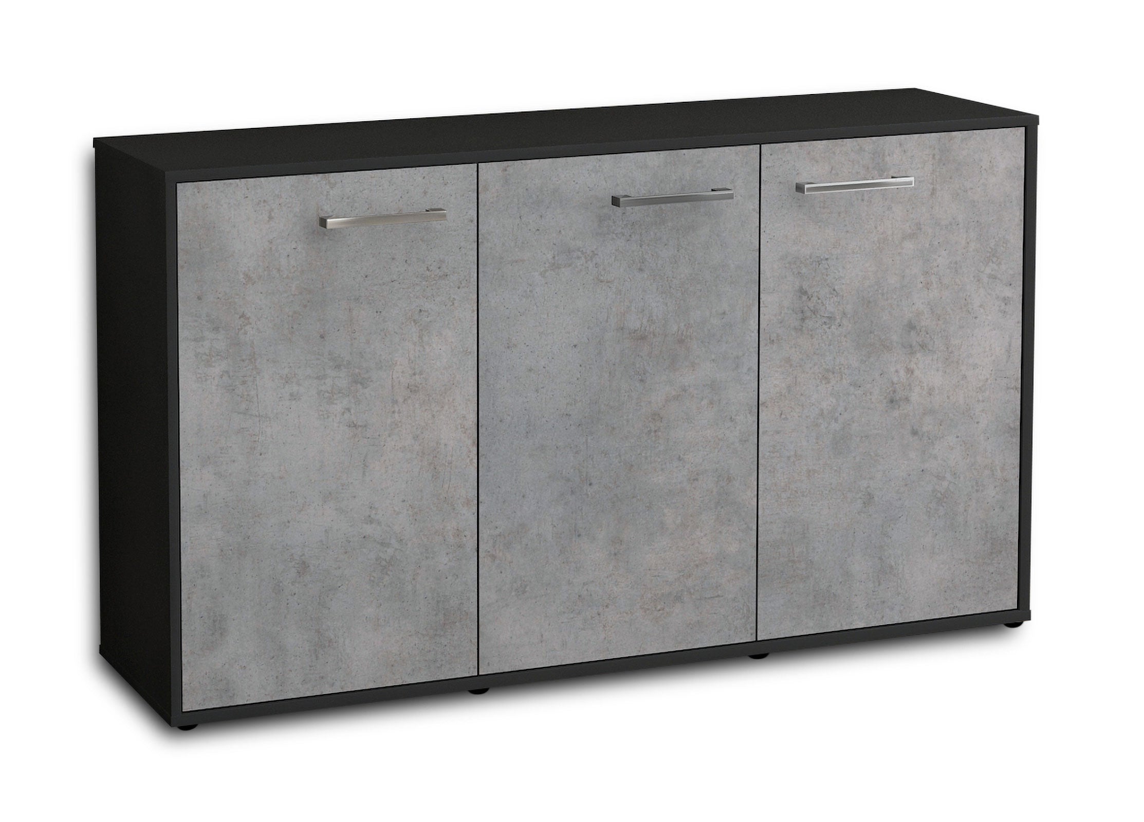 Sideboard - Delia - Design Industrie Stil - Freistehend mit Griffe 136 cm Anthrazit