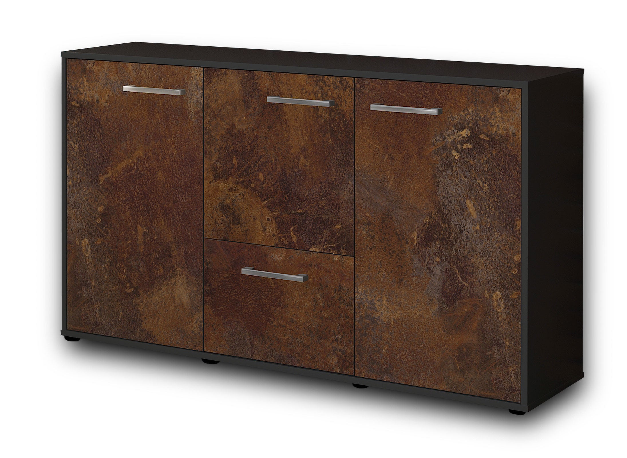 Sideboard - Diana - Design Industrie Stil - Freistehend mit Griffe 136 cm Anthrazit