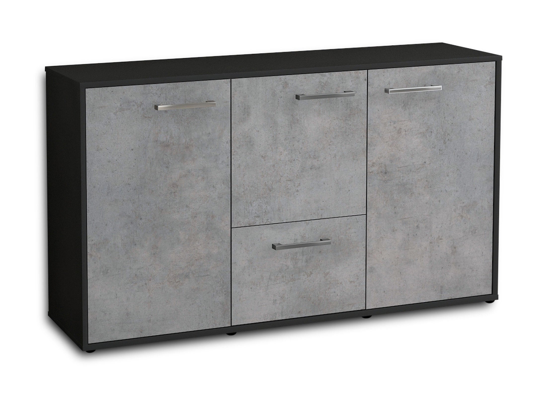 Sideboard - Diana - Design Industrie Stil - Freistehend mit Griffe 136 cm Anthrazit