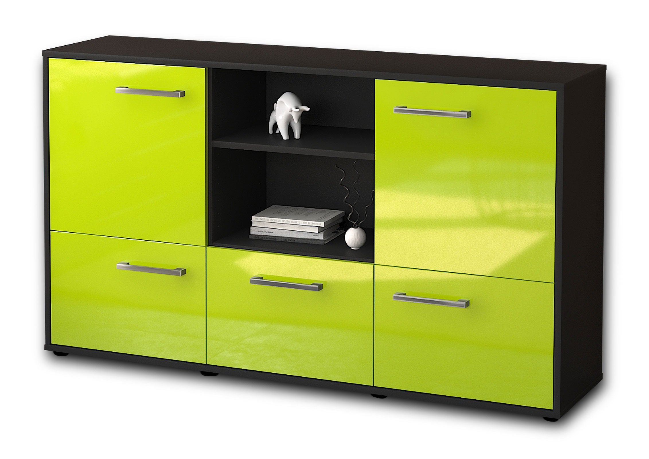 Sideboard - Diellza - Design Hochglanz - Freistehend mit Griffe 136 cm