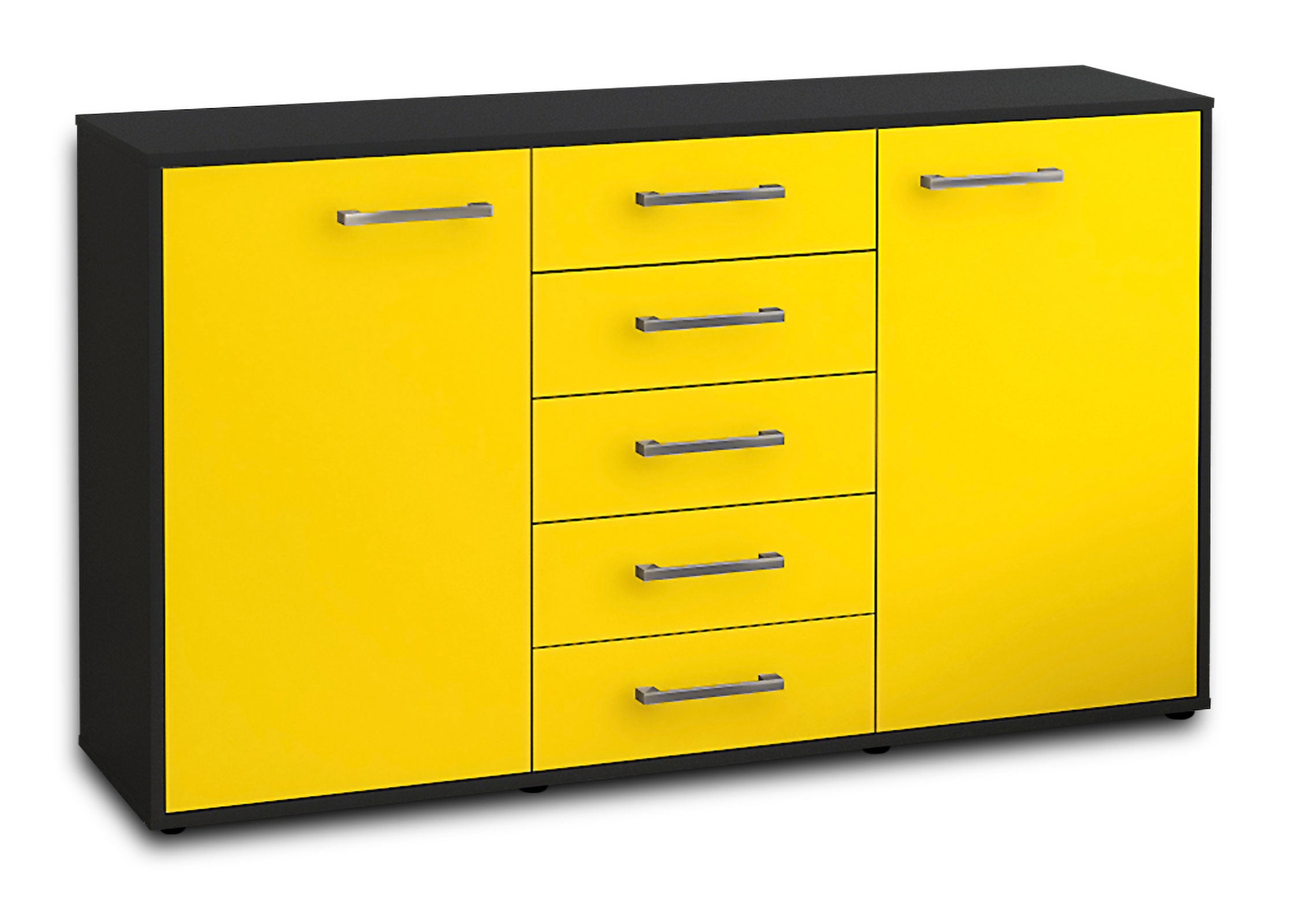 Sideboard - Dorelly - Design Farbakzent - Freistehend mit Griffe 136 cm Anthrazit