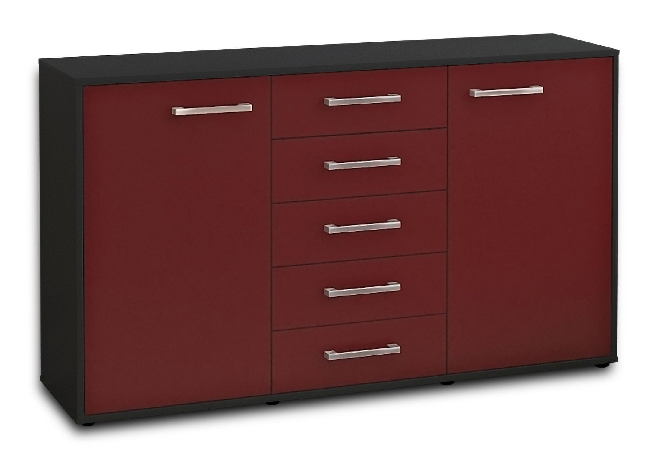 Sideboard - Dorelly - Design Farbakzent - Freistehend mit Griffe 136 cm Anthrazit