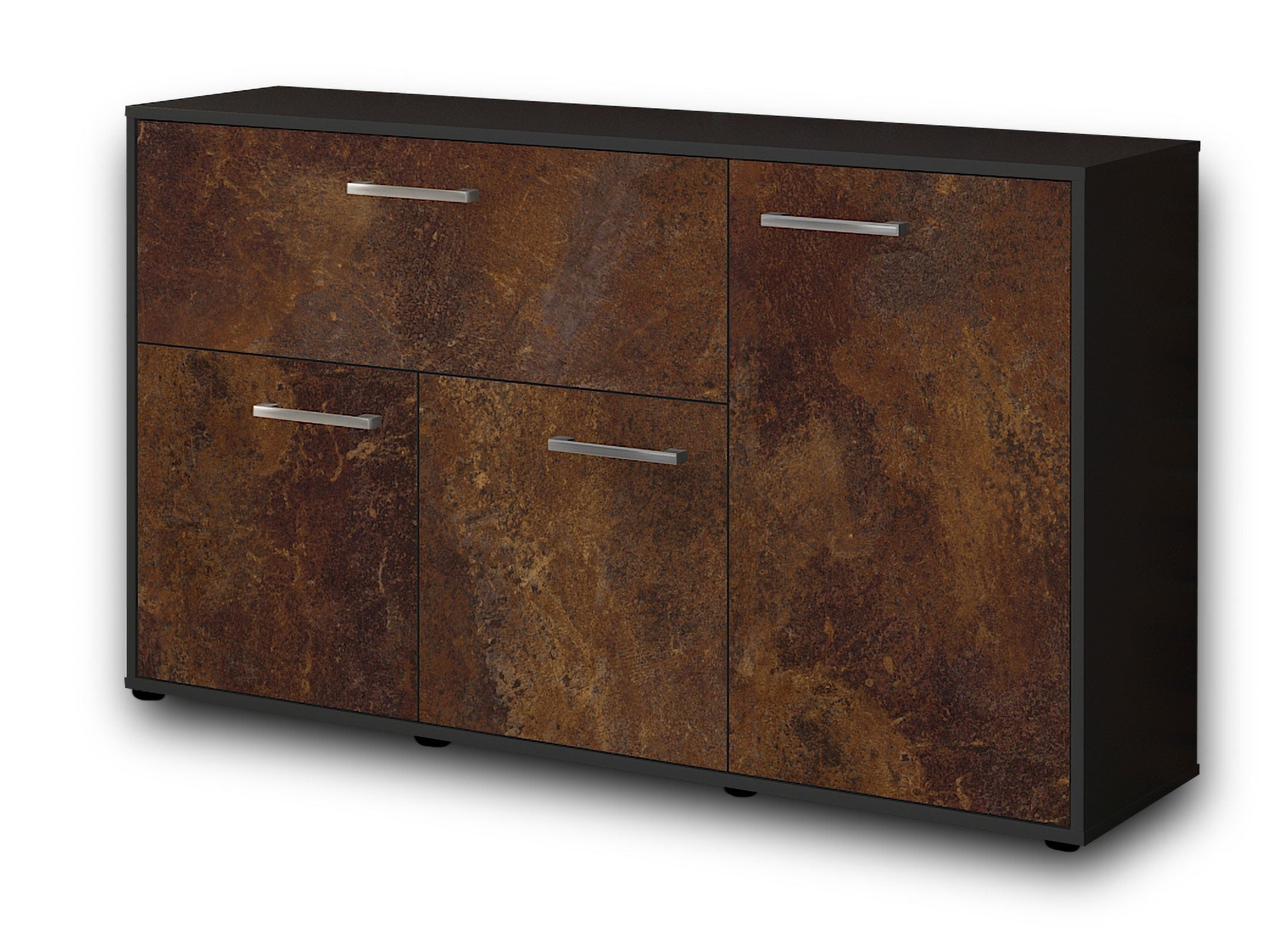 Sideboard - Edera - Design Industrie Stil - Freistehend mit Griffe 136 cm Anthrazit