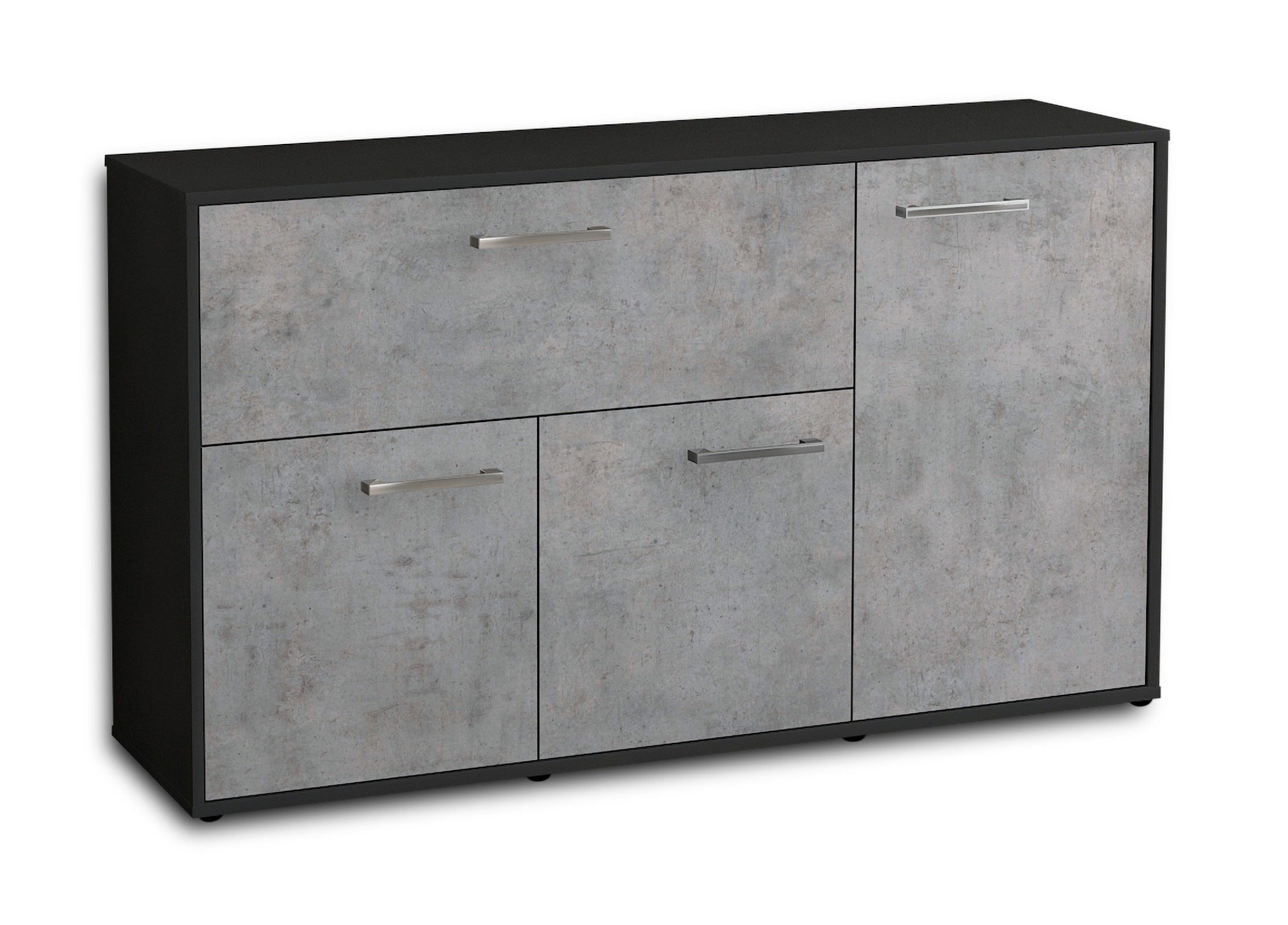 Sideboard - Edera - Design Industrie Stil - Freistehend mit Griffe 136 cm Anthrazit