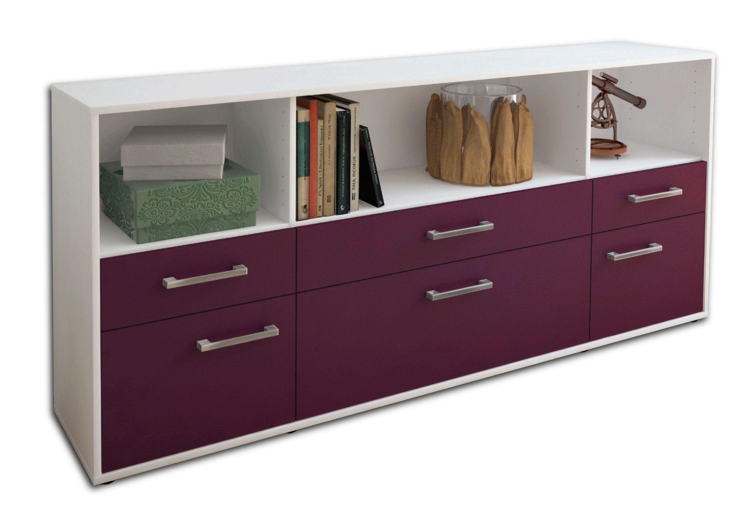 Sideboard - Evelina - Design Farbakzent - Freistehend mit Griffe 180 cm Weiss