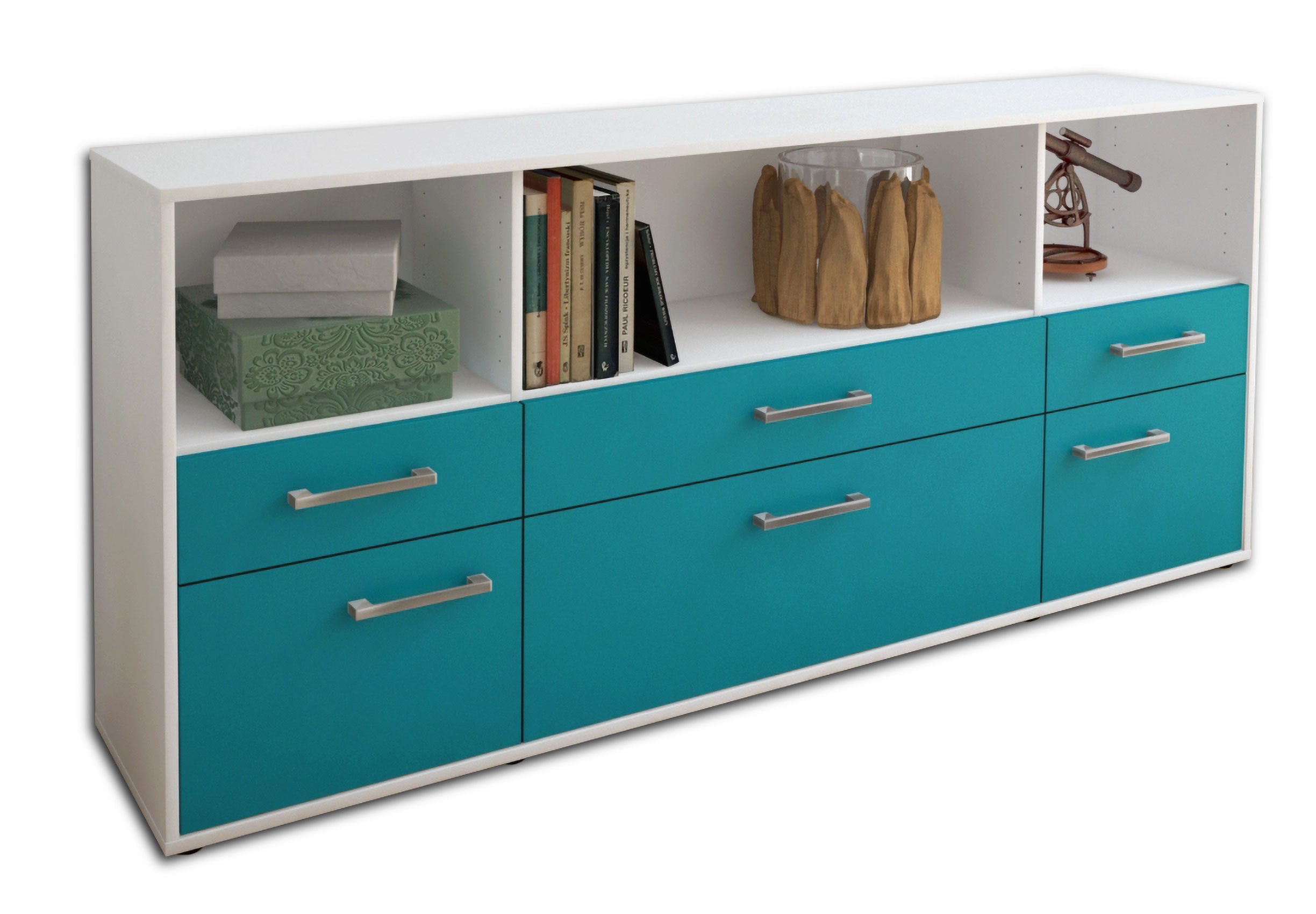 Sideboard - Evelina - Design Farbakzent - Freistehend mit Griffe 180 cm Weiss