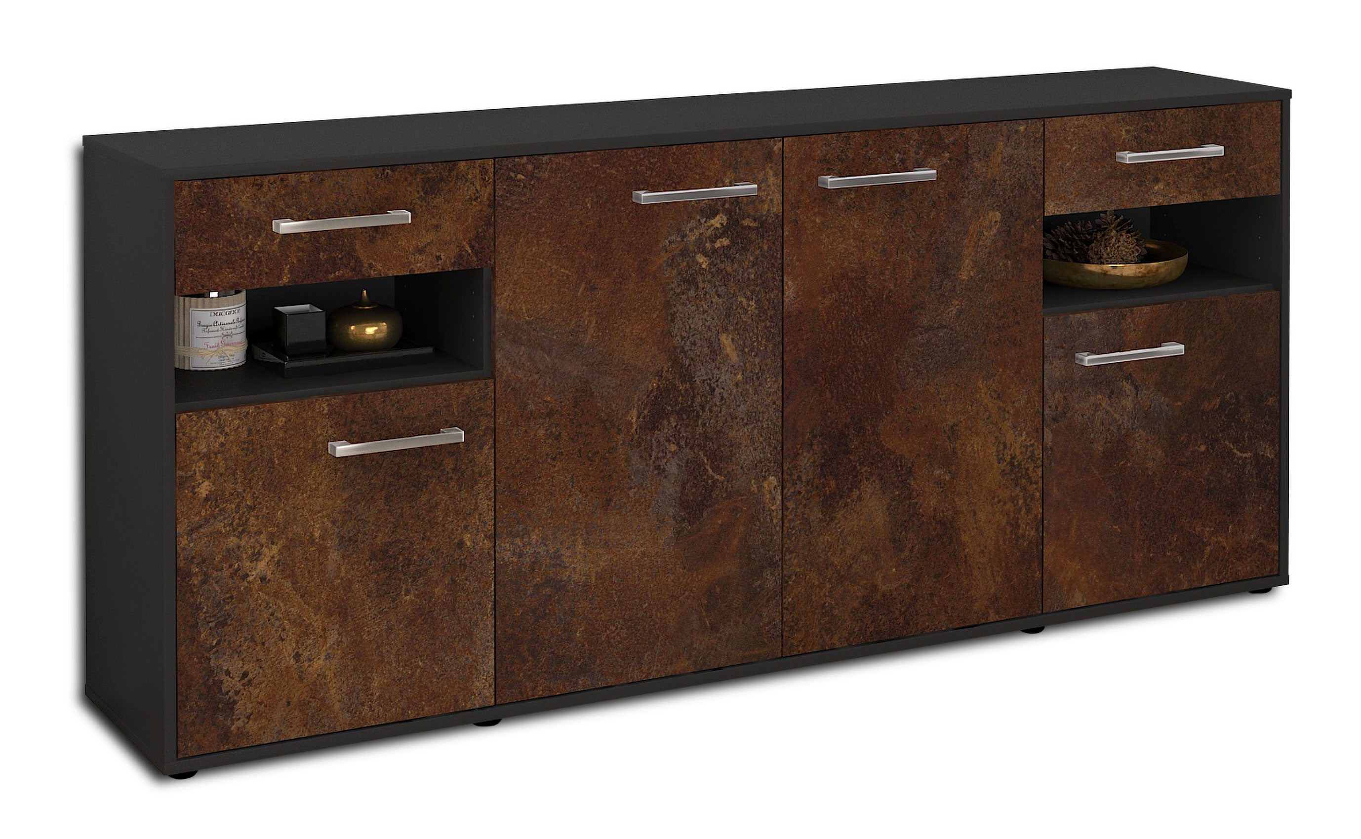 Sideboard - Franca - Design Industrie Stil - Freistehend mit Griffe 180 cm Anthrazit