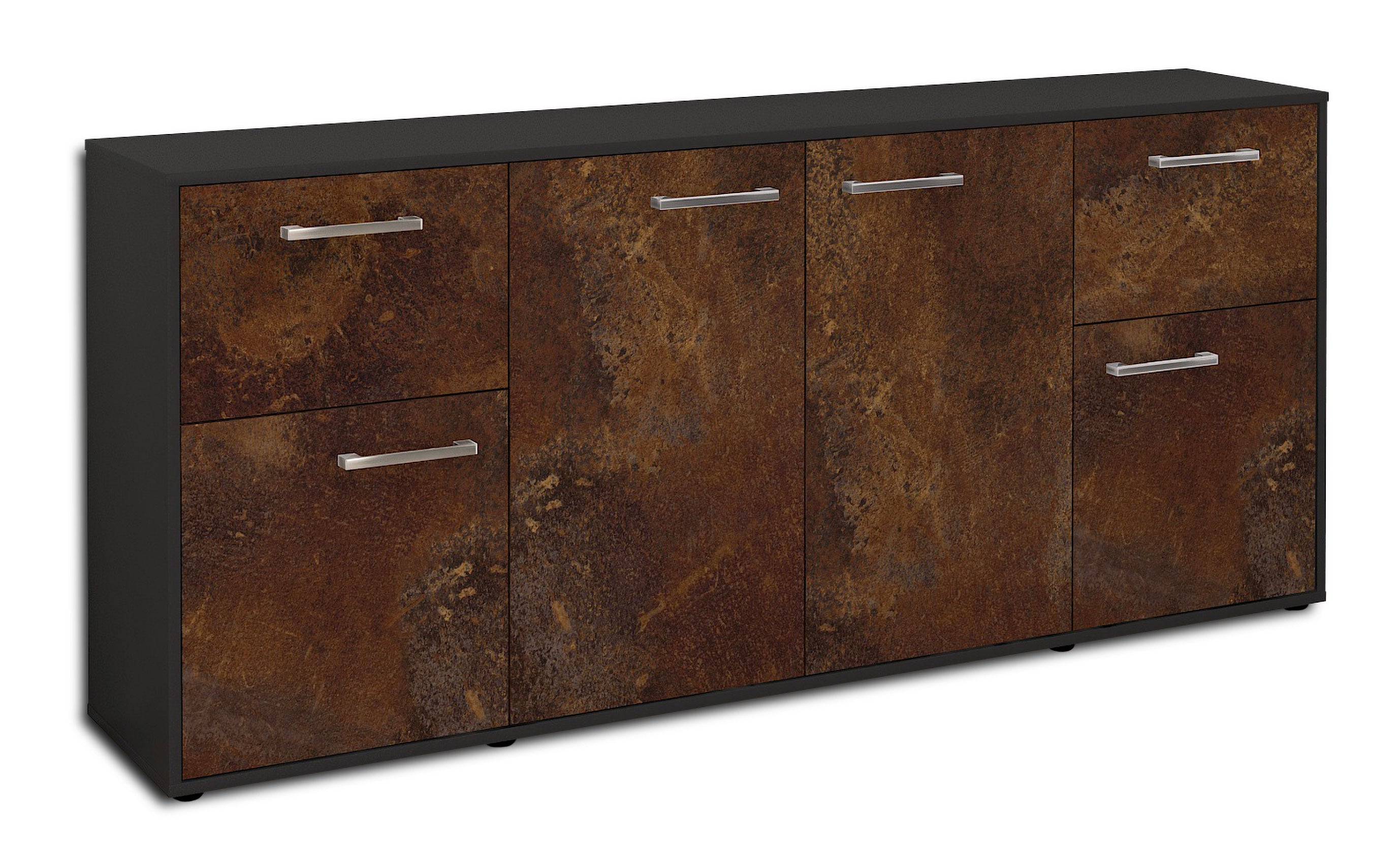 Sideboard - Georgina - Design Industrie Stil - Freistehend mit Griffe 180 cm Anthrazit