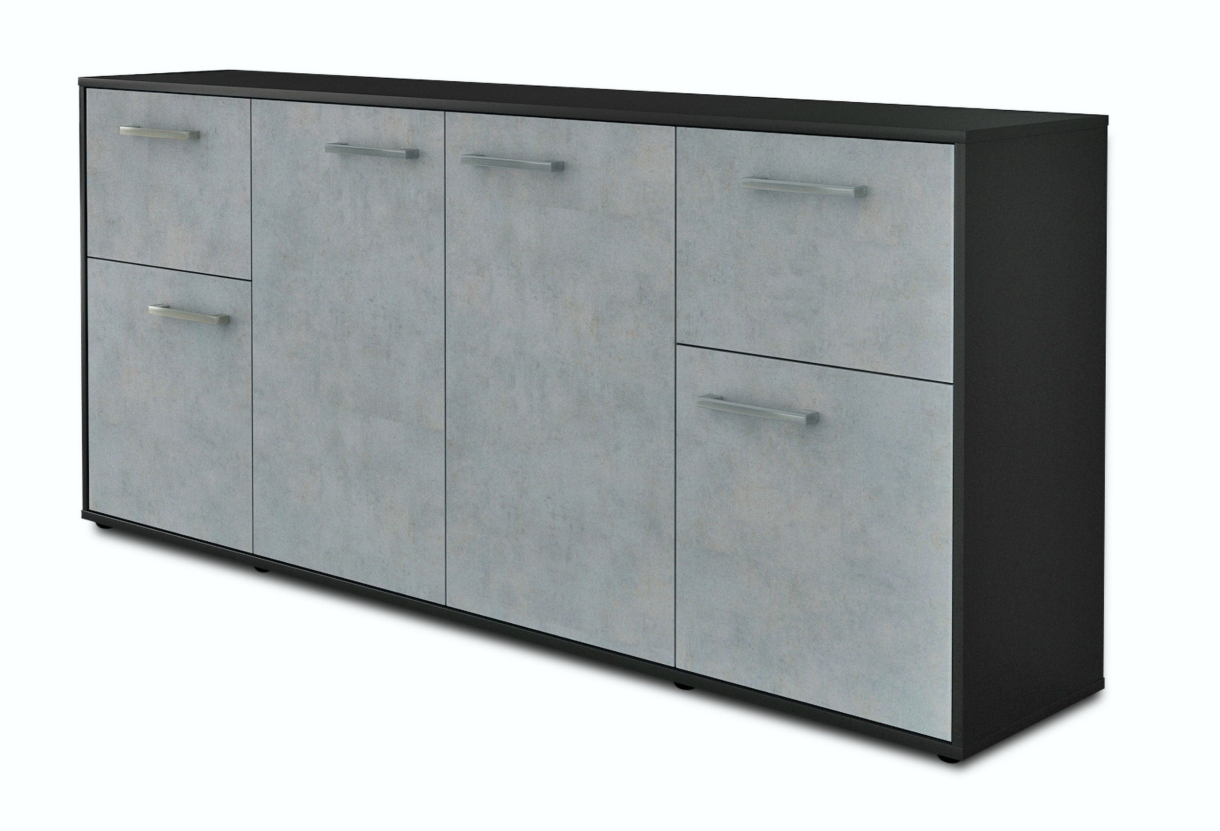 Sideboard - Georgina - Design Industrie Stil - Freistehend mit Griffe 180 cm Anthrazit