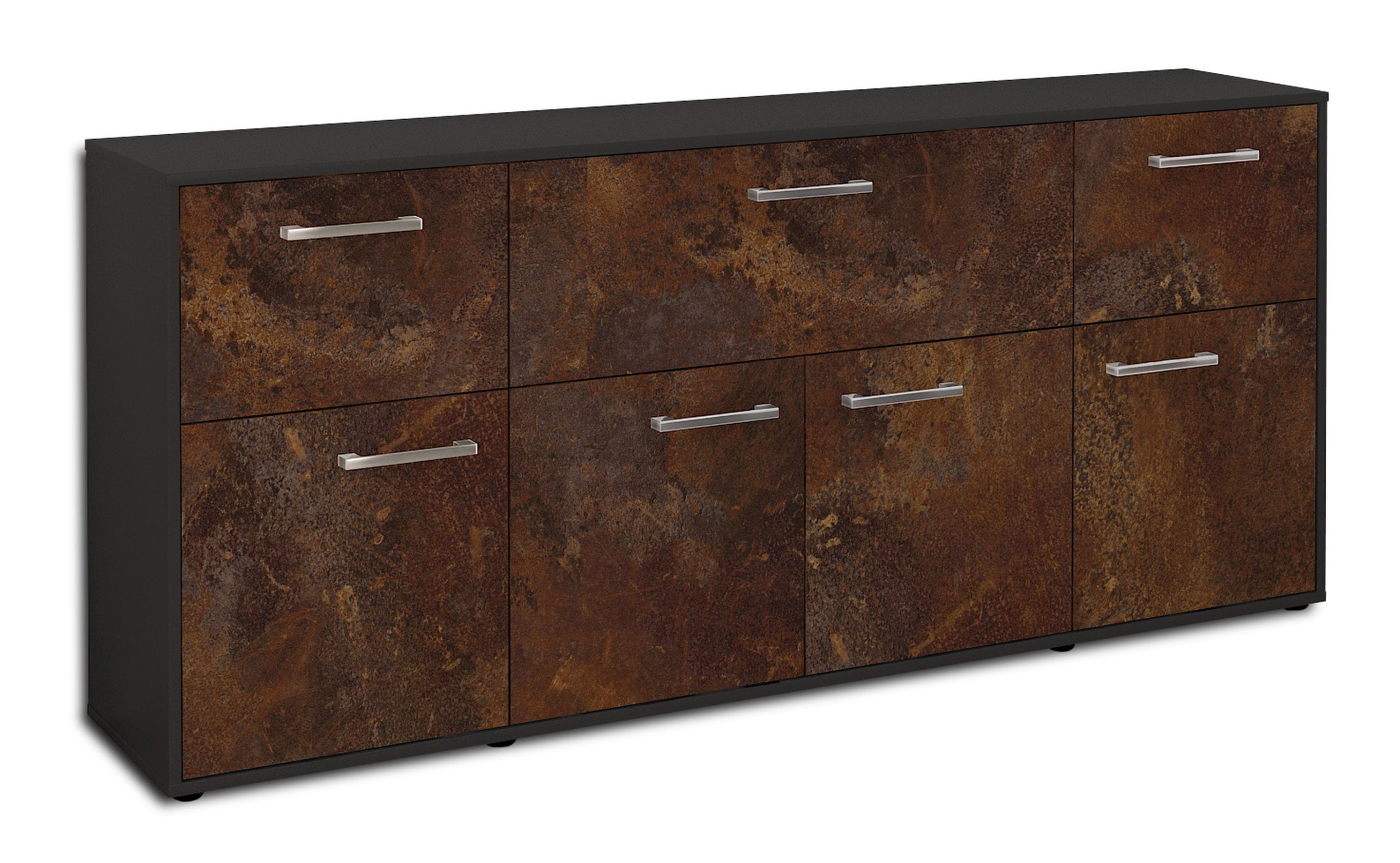 Sideboard - Gianna - Design Industrie Stil - Freistehend mit Griffe 180 cm Anthrazit