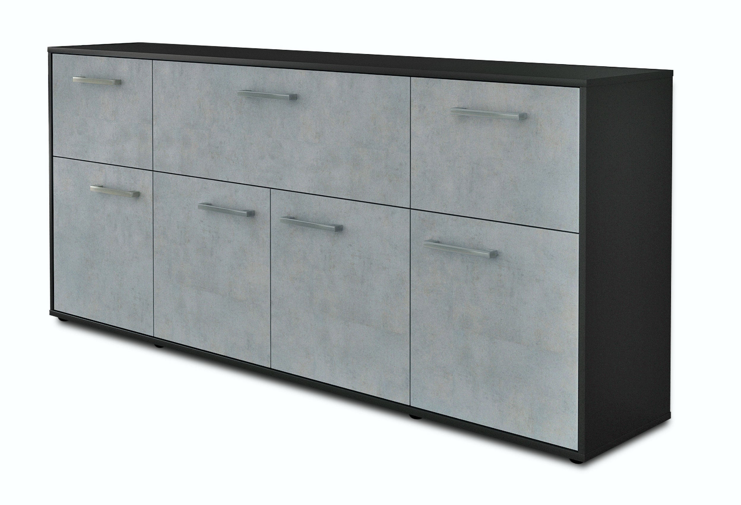 Sideboard - Gianna - Design Industrie Stil - Freistehend mit Griffe 180 cm Anthrazit