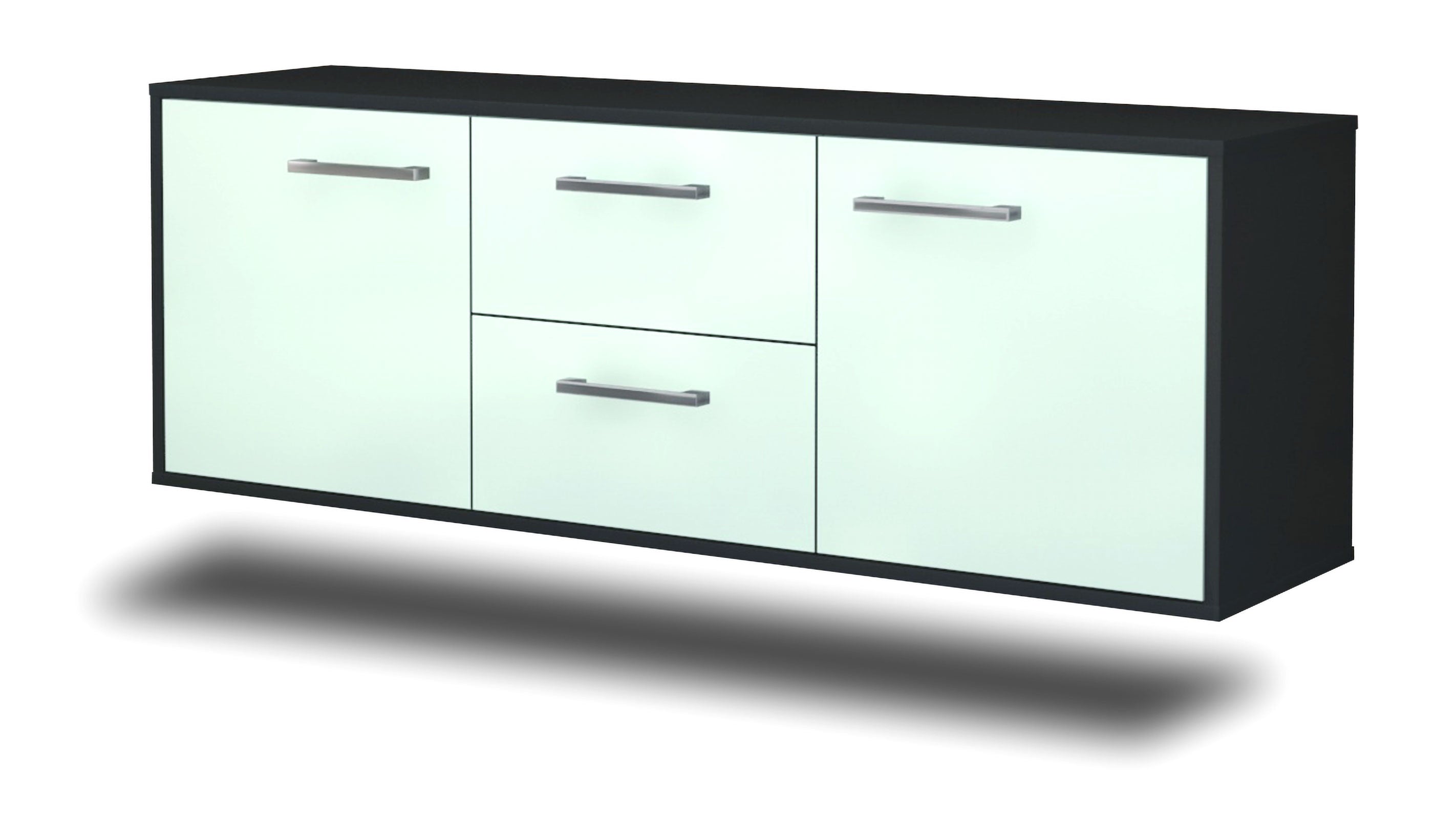 Lowboard - Alma - Design Farbakzent - Wandmontage mit Griffe 136 cm Anthrazit