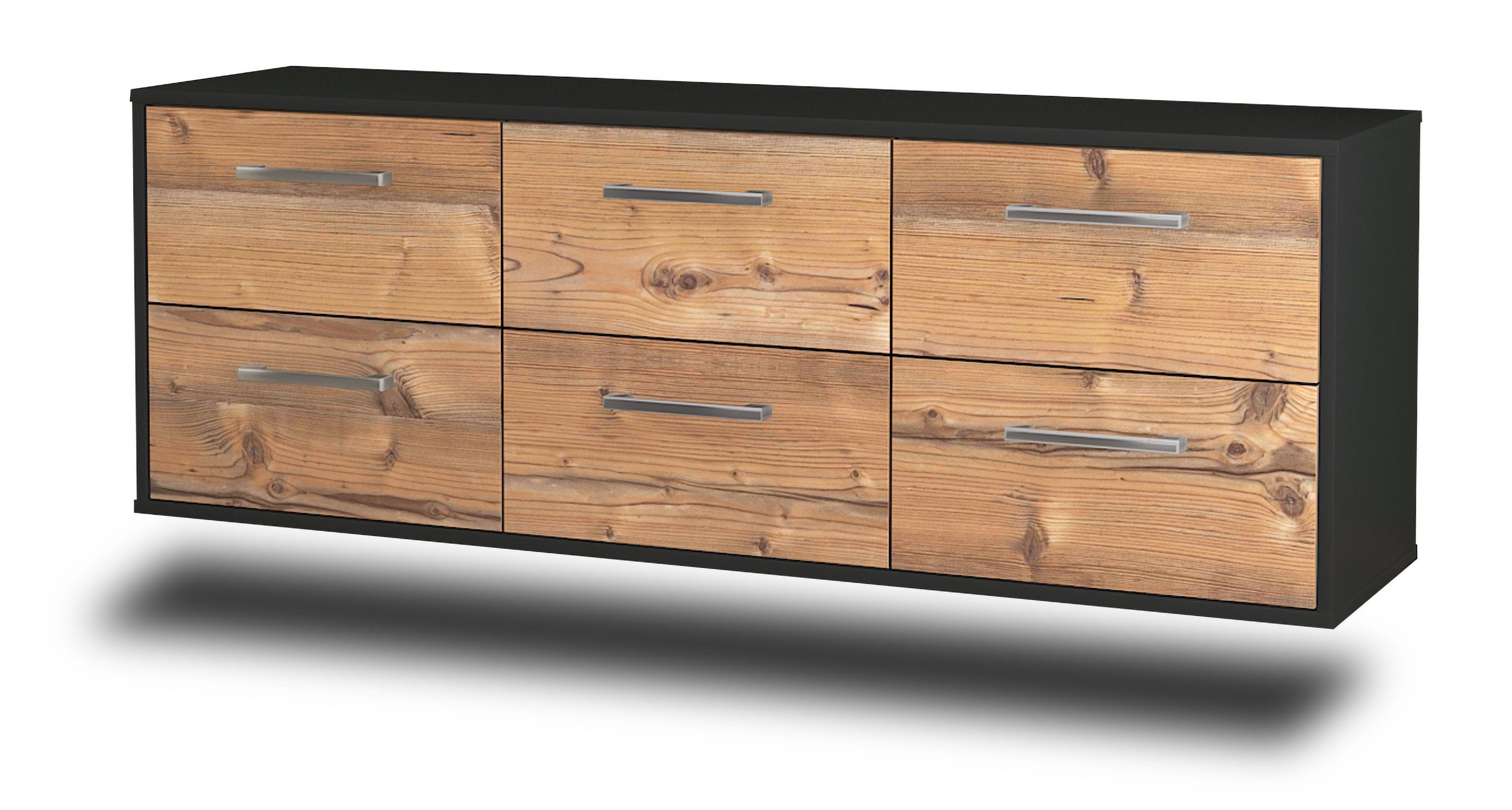 Lowboard - Alva - Design Holzdekor - Wandmontage mit Griffe 136 cm Anthrazit