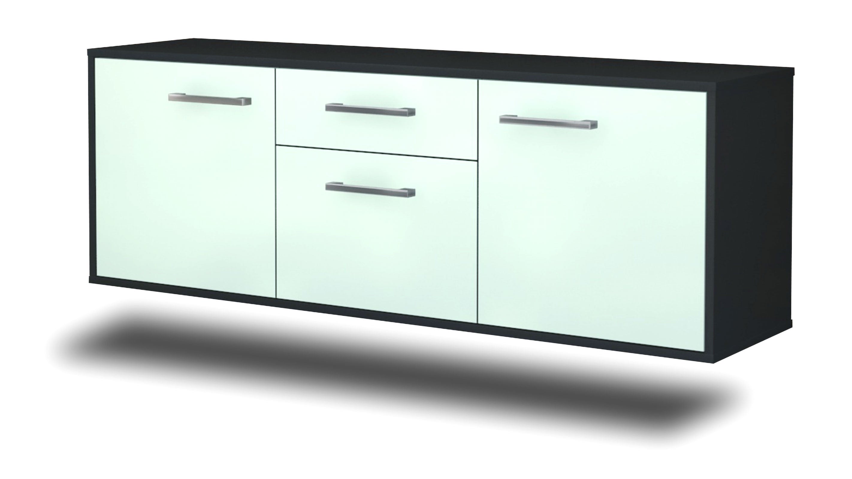 Lowboard - Anella - Design Farbakzent - Wandmontage mit Griffe 136 cm Anthrazit