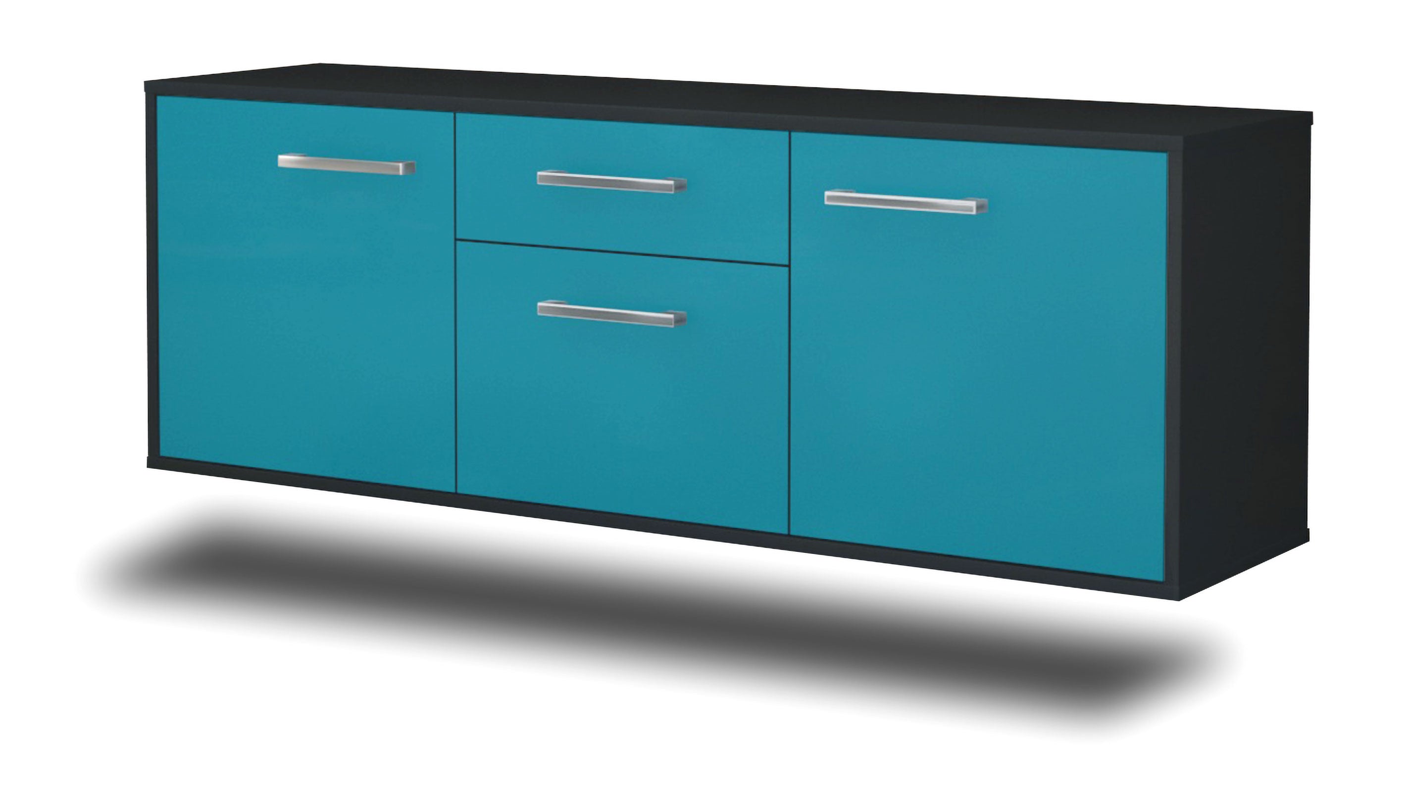 Lowboard - Anella - Design Farbakzent - Wandmontage mit Griffe 136 cm Anthrazit