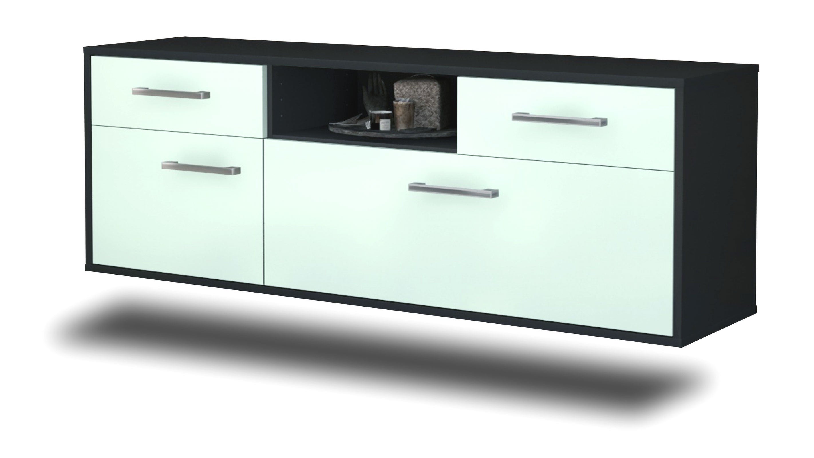 Lowboard - Anita - Design Farbakzent - Wandmontage mit Griffe 136 cm Anthrazit