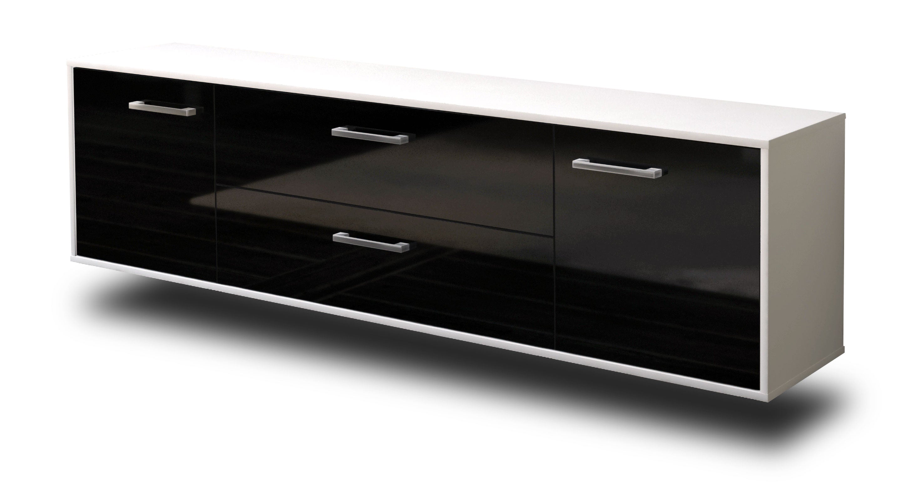 Lowboard - Aquilina - Design Hochglanz - Wandmontage mit Griffe 180 cm Weiss