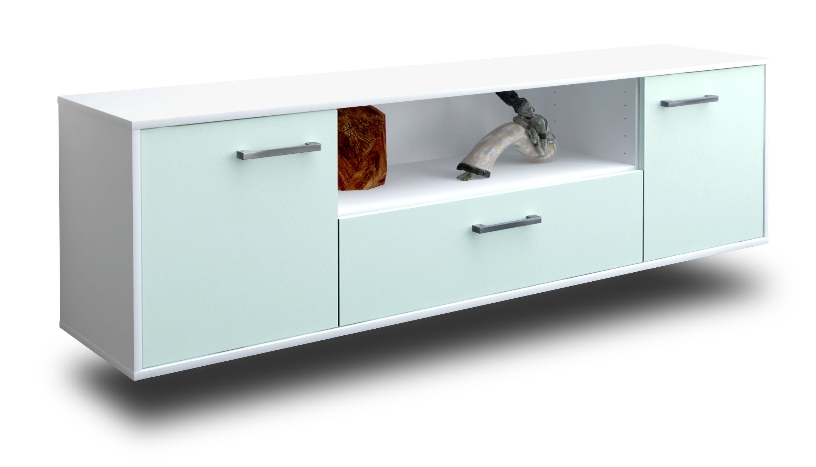 Lowboard - Arbnora - Design Farbakzent - Wandmontage mit Griffe 180 cm Weiss