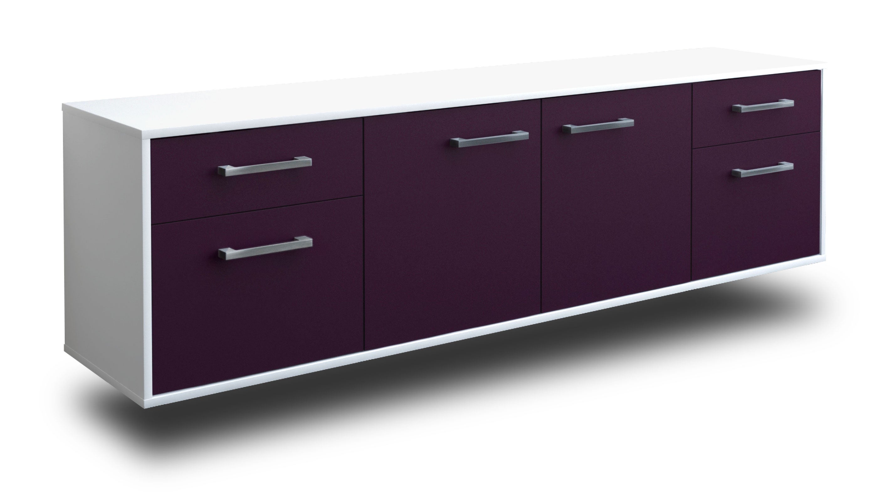 Lowboard - Benedetta - Design Farbakzent - Wandmontage mit Griffe 180 cm Weiss