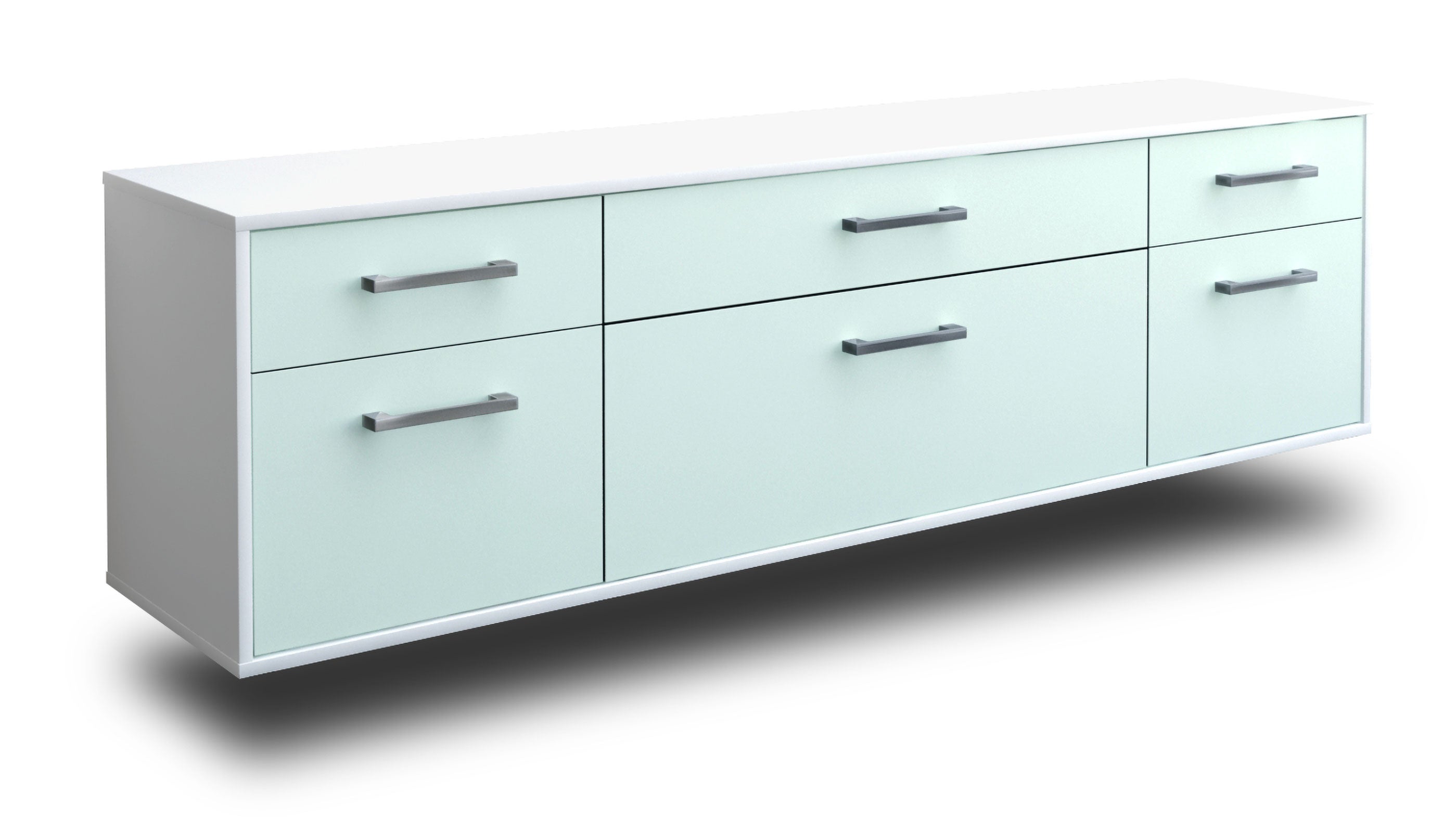 Lowboard - Beppa - Design Farbakzent - Wandmontage mit Griffe 180 cm Weiss