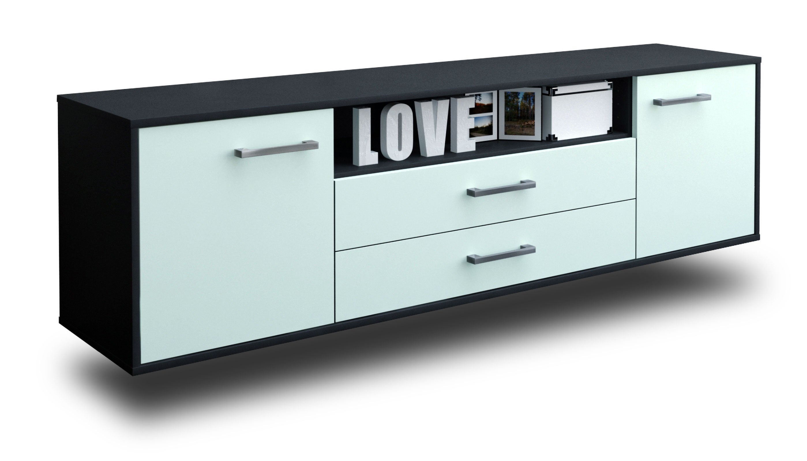 Lowboard - Armanda - Design Farbakzent - Wandmontage mit Griffe 180 cm Anthrazit