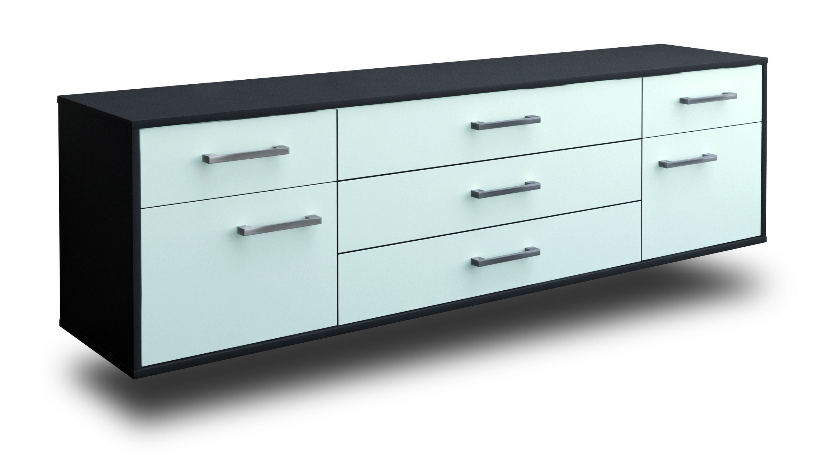 Lowboard - Benita - Design Farbakzent - Wandmontage mit Griffe 180 cm Anthrazit