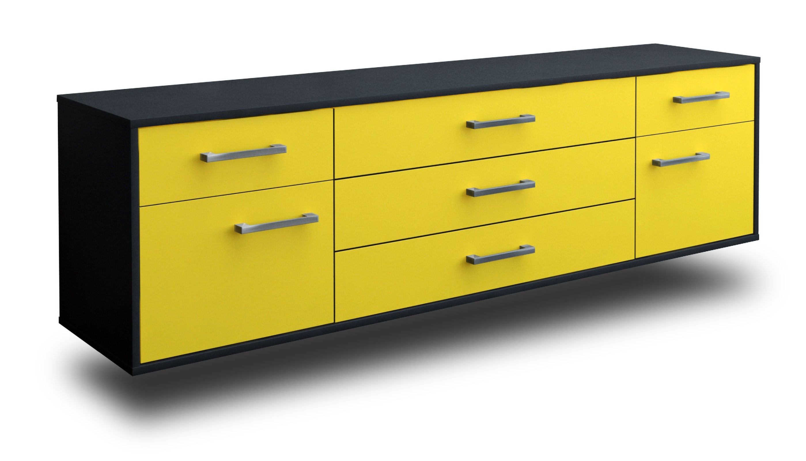 Lowboard - Benita - Design Farbakzent - Wandmontage mit Griffe 180 cm Anthrazit