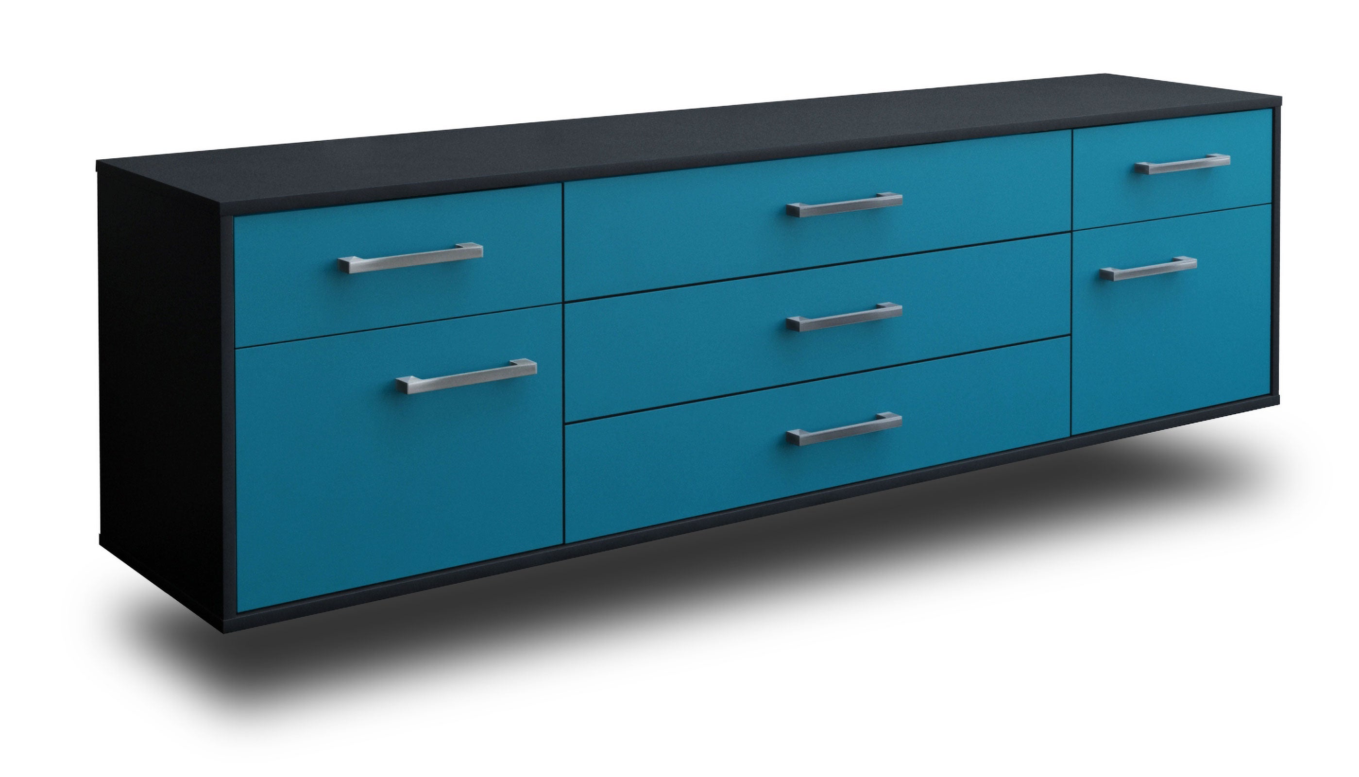 Lowboard - Benita - Design Farbakzent - Wandmontage mit Griffe 180 cm Anthrazit