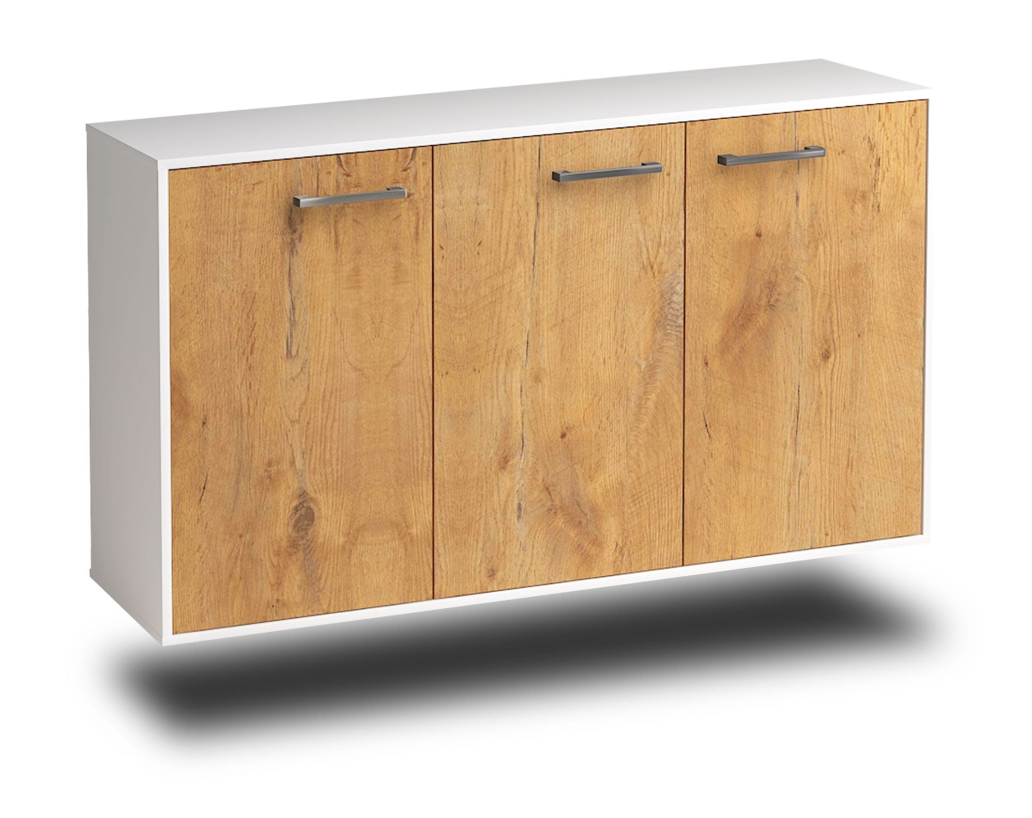 Sideboard - Delia - Design Holzdekor - Wandmontage mit Griffe 136 cm Weiss