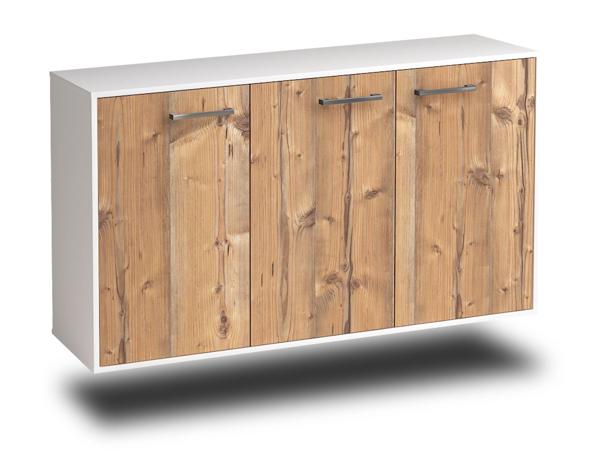 Sideboard - Delia - Design Holzdekor - Wandmontage mit Griffe 136 cm Weiss