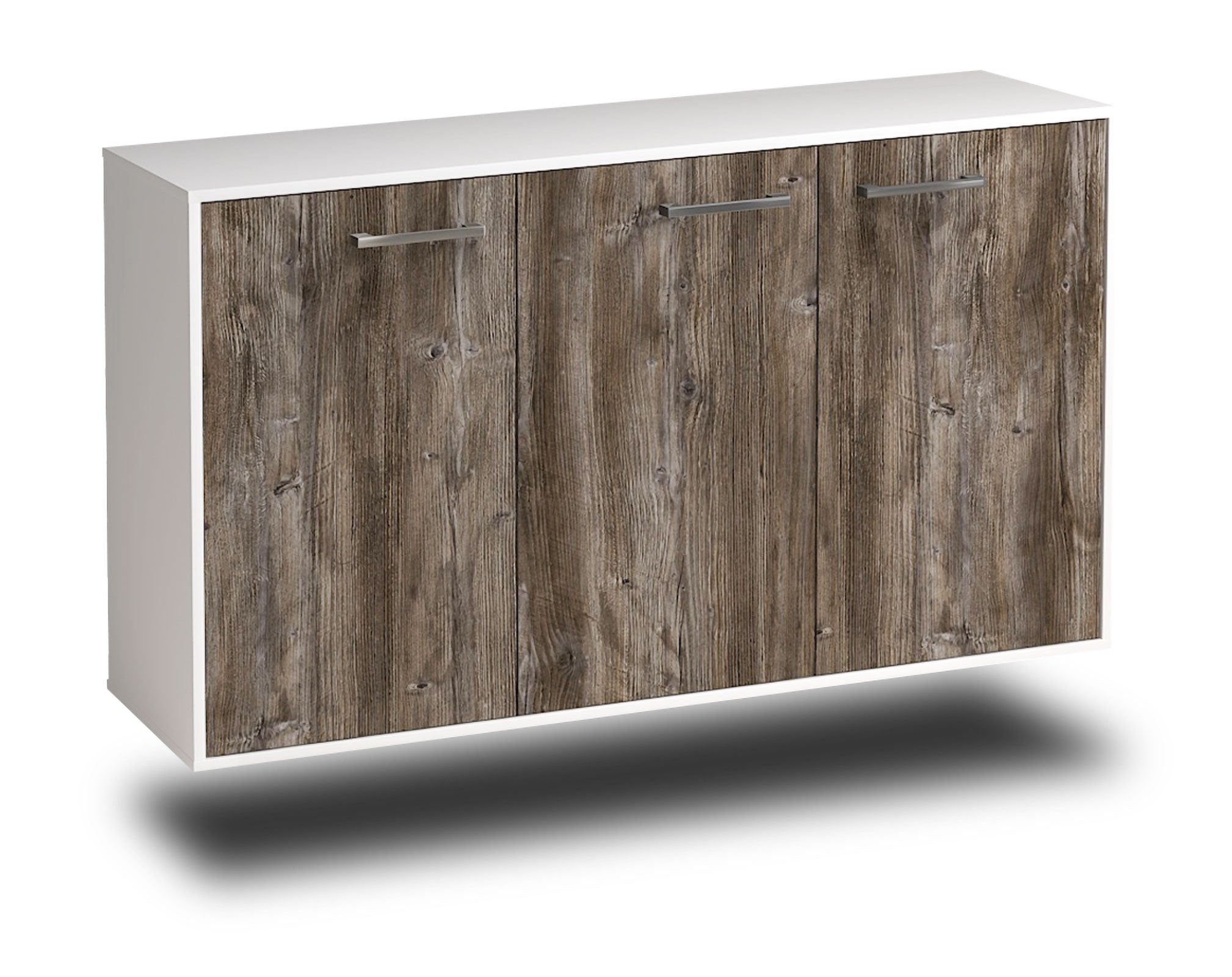 Sideboard - Delia - Design Holzdekor - Wandmontage mit Griffe 136 cm Weiss