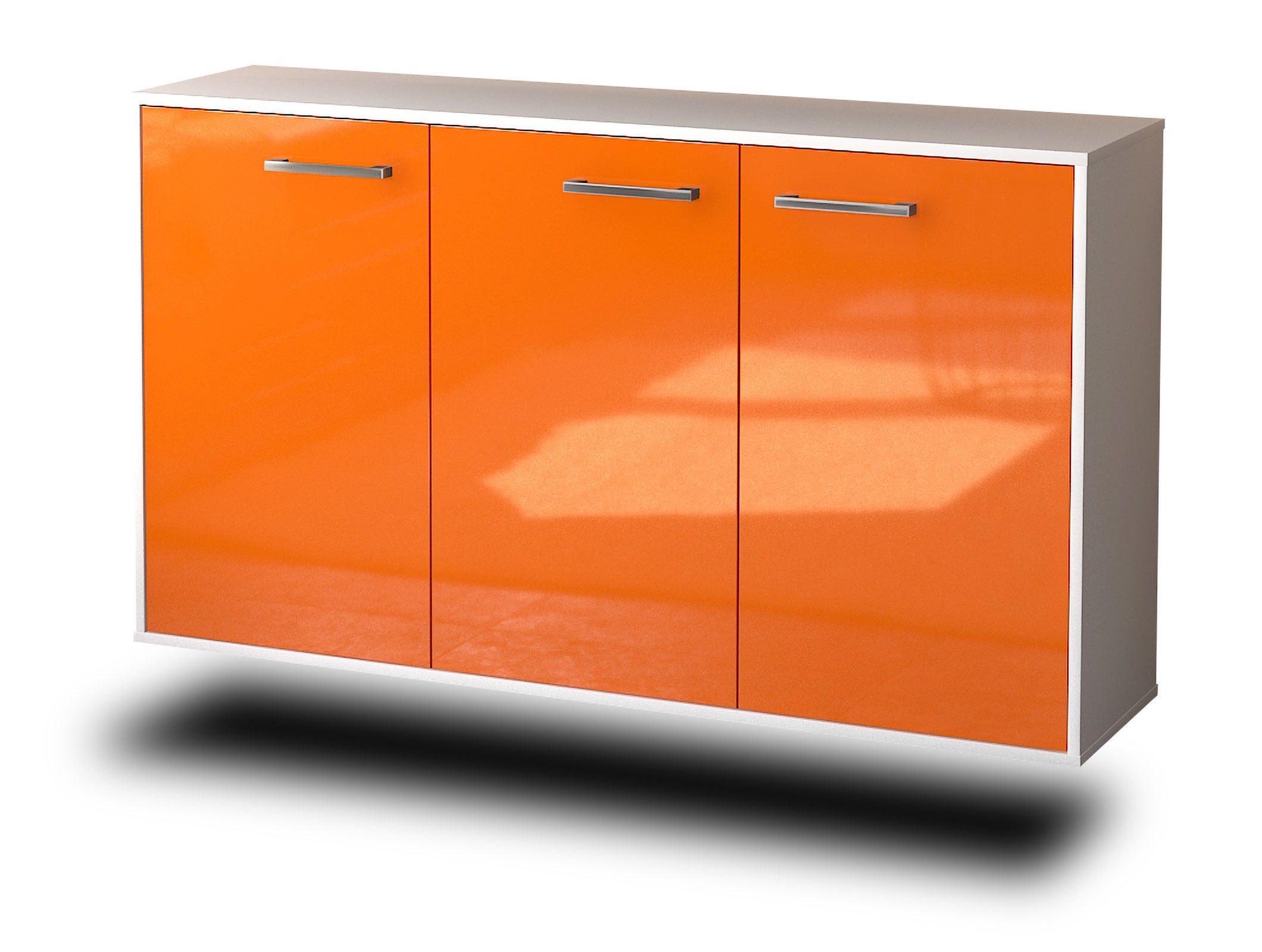 Sideboard - Delia - Design Hochglanz - Wandmontage mit Griffe 136 cm Weiss