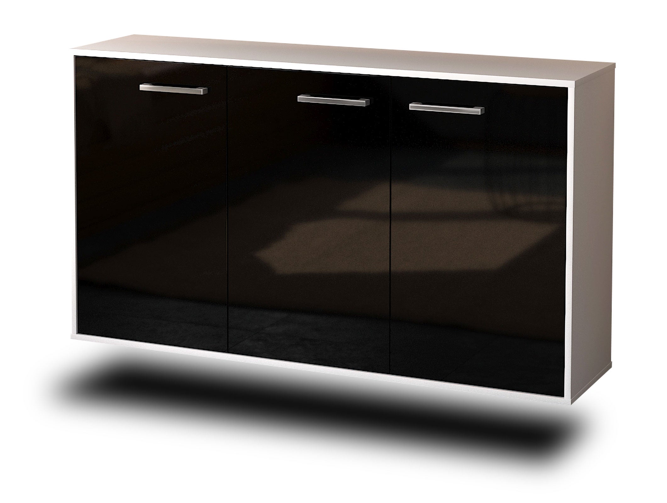 Sideboard - Delia - Design Hochglanz - Wandmontage mit Griffe 136 cm Weiss