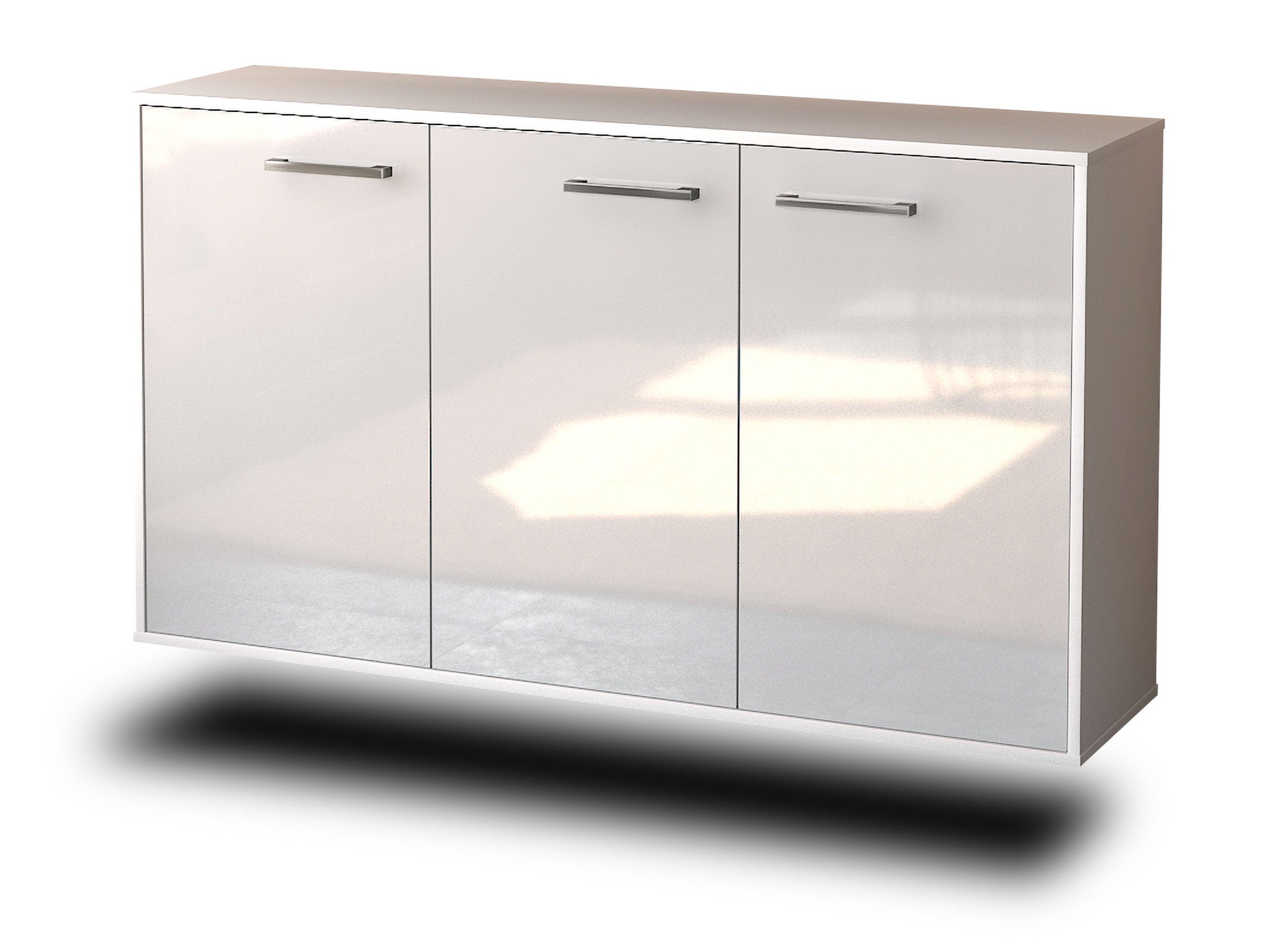 Sideboard - Delia - Design Hochglanz - Wandmontage mit Griffe 136 cm Weiss