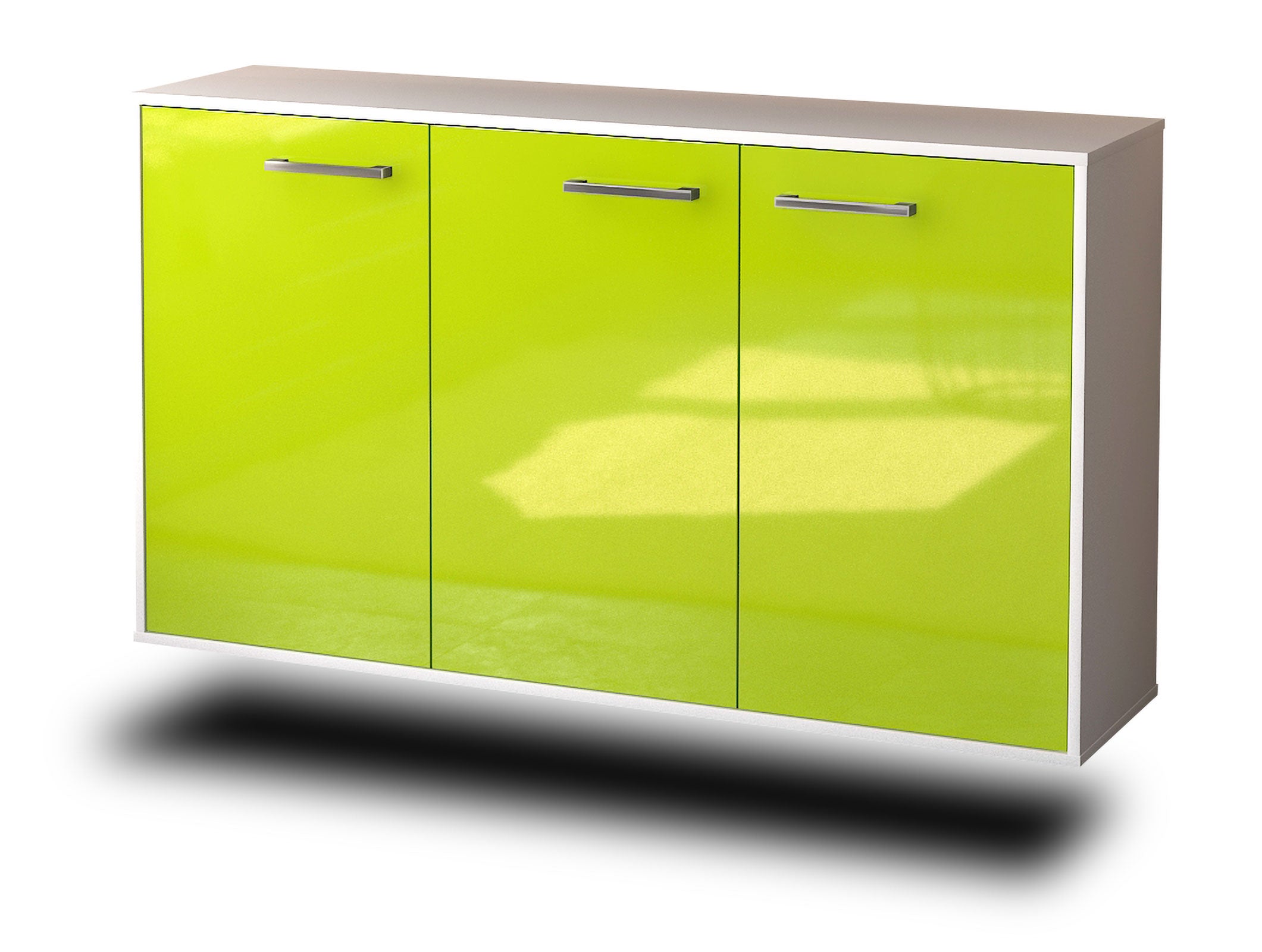 Sideboard - Delia - Design Hochglanz - Wandmontage mit Griffe 136 cm Weiss