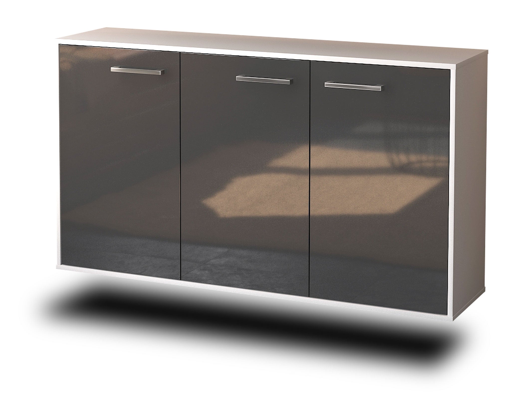 Sideboard - Delia - Design Hochglanz - Wandmontage mit Griffe 136 cm Weiss