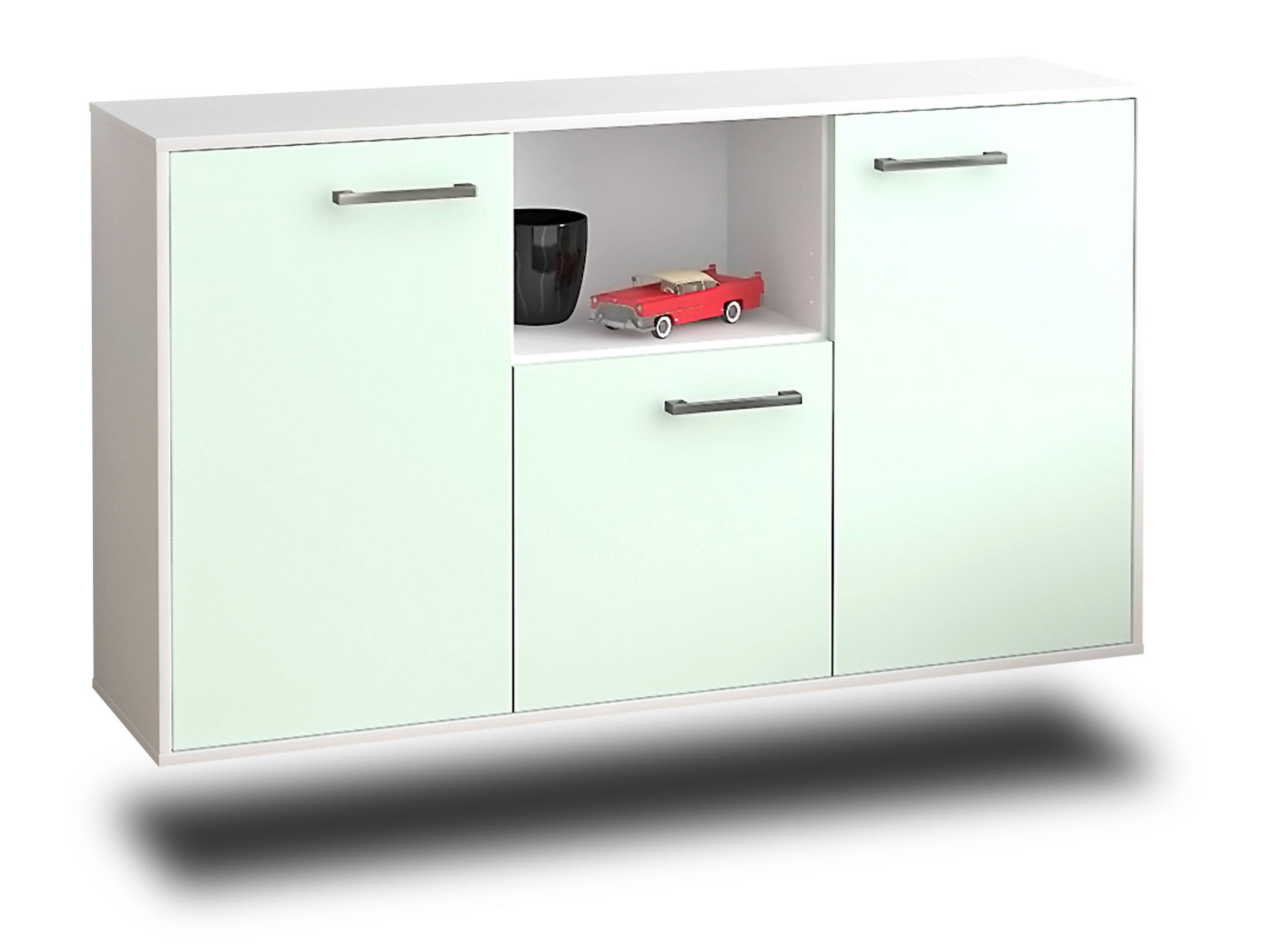 Sideboard - Demetria - Design Farbakzent - Wandmontage mit Griffe 136 cm Weiss