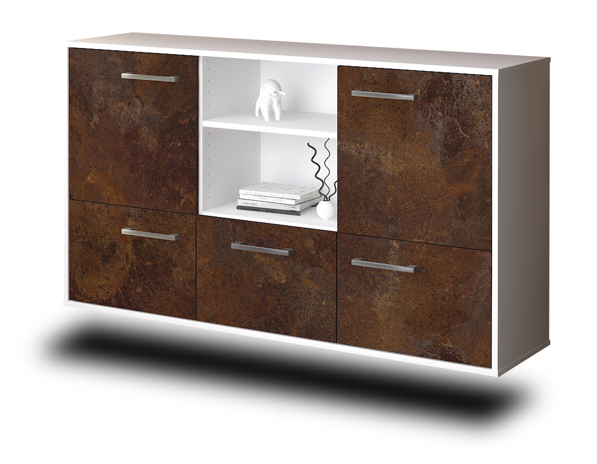 Sideboard - Diellza - Design Industrie Stil - Wandmontage mit Griffe 1