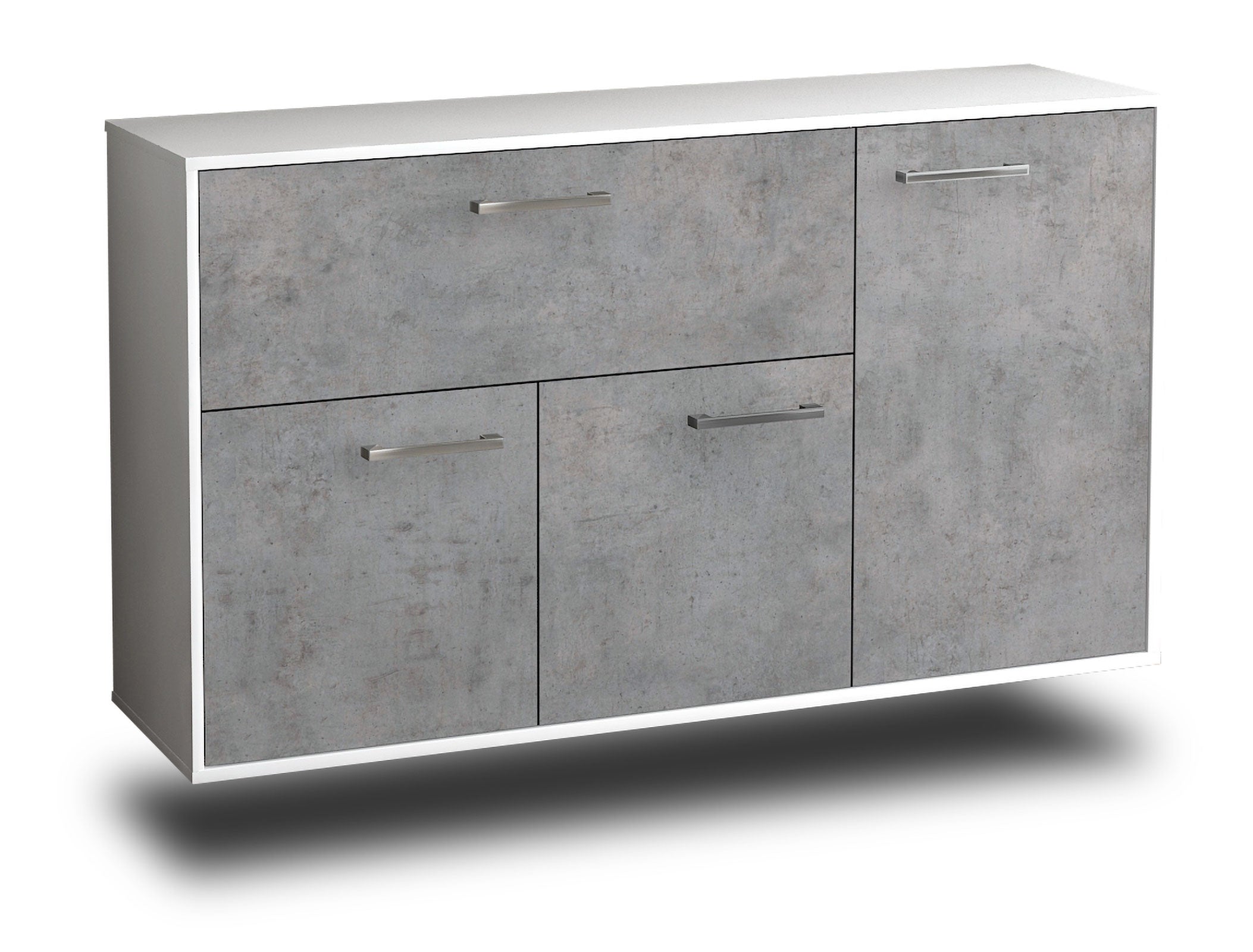 Sideboard - Edera - Design Industrie Stil - Wandmontage mit Griffe 136 cm Weiss