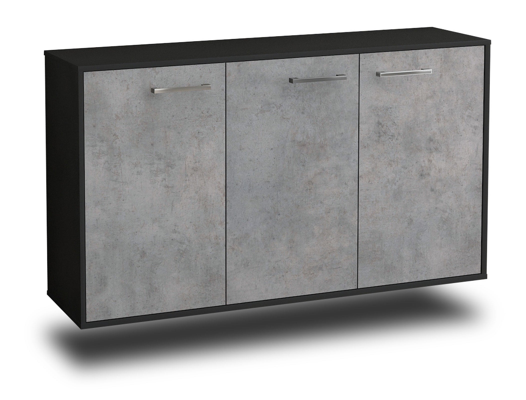 Sideboard - Delia - Design Industrie Stil - Wandmontage mit Griffe 136 cm Anthrazit