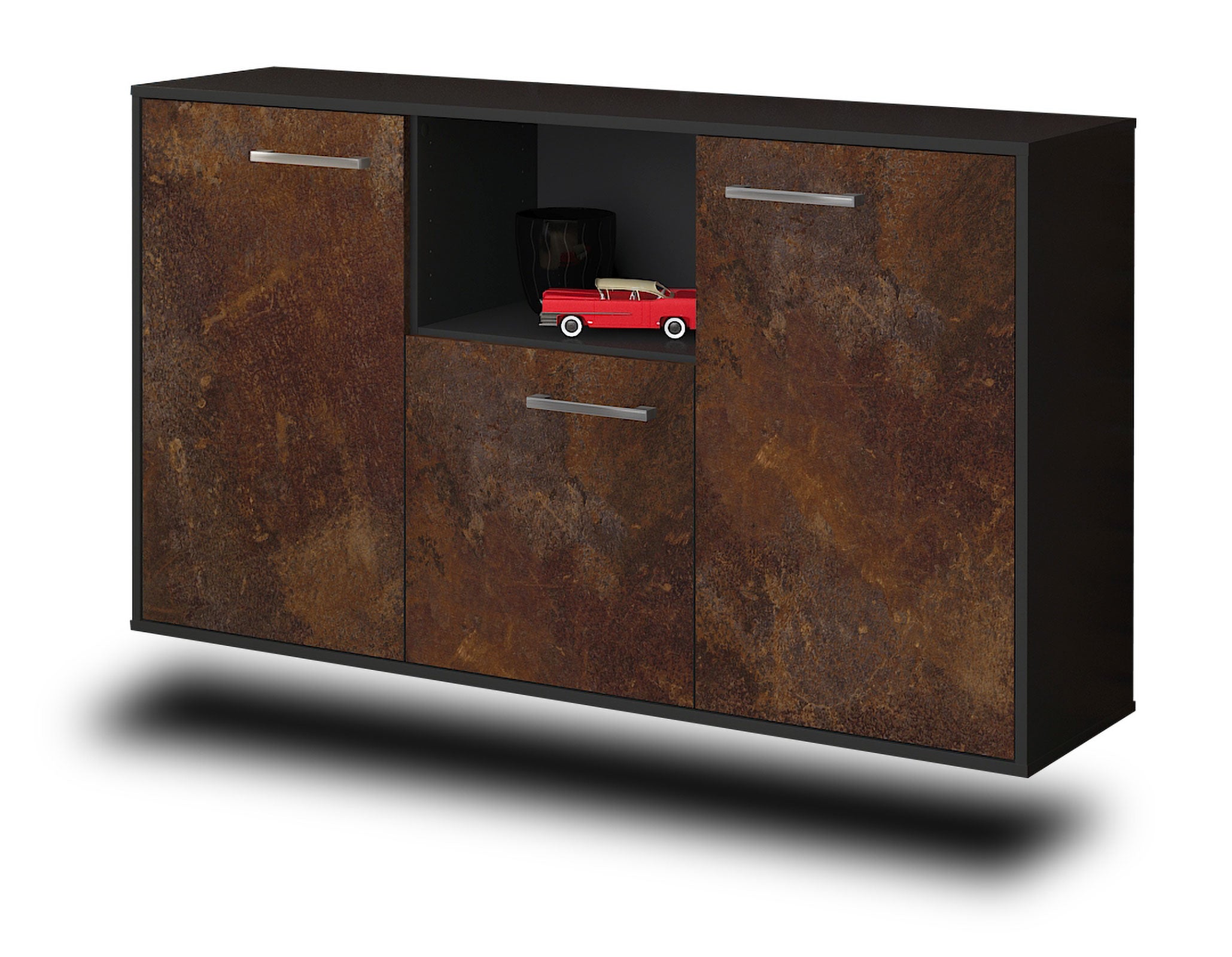 Sideboard - Demetria - Design Industrie Stil - Wandmontage mit Griffe 136 cm Anthrazit