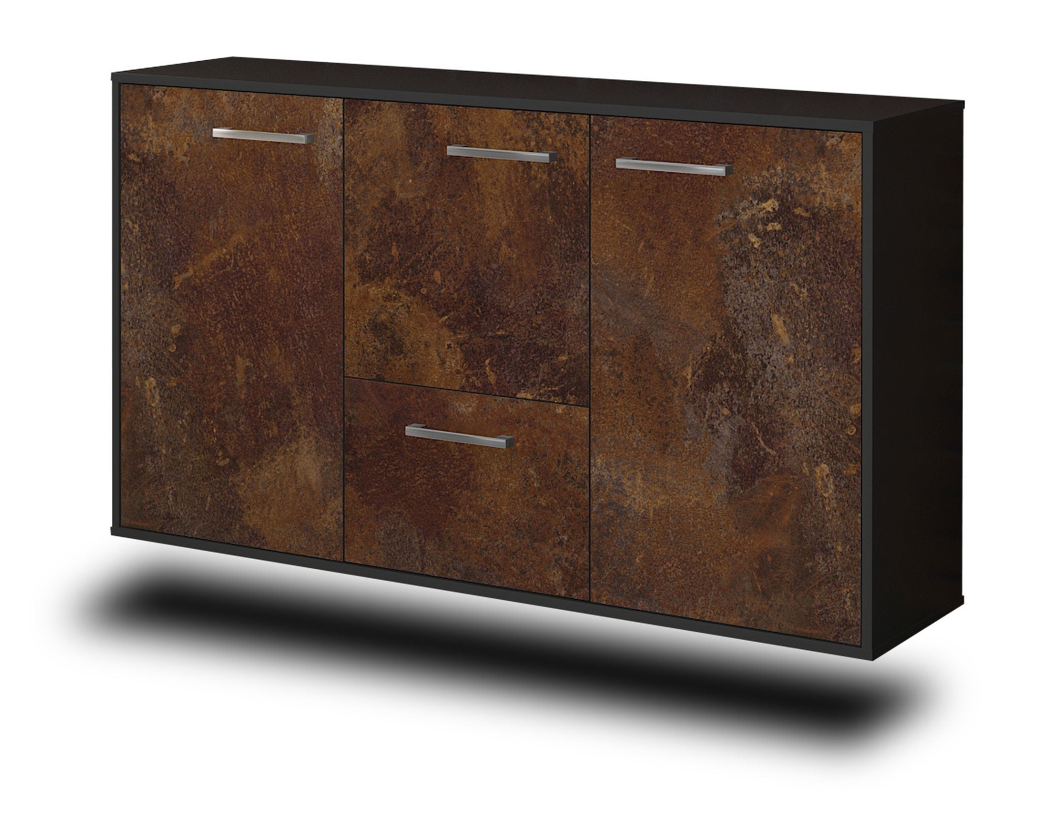 Sideboard - Diana - Design Industrie Stil - Wandmontage mit Griffe 136 cm Anthrazit