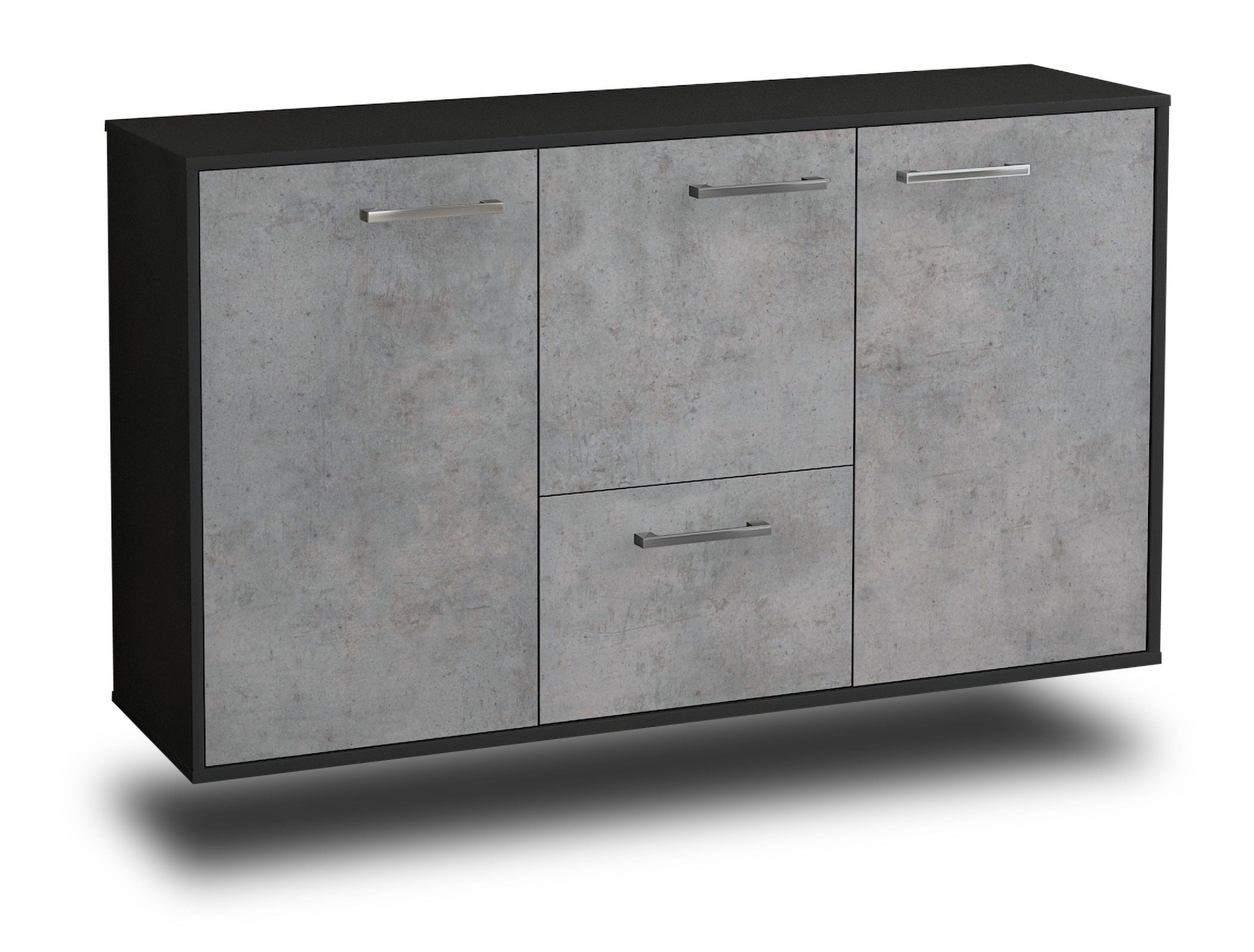 Sideboard - Diana - Design Industrie Stil - Wandmontage mit Griffe 136 cm Anthrazit