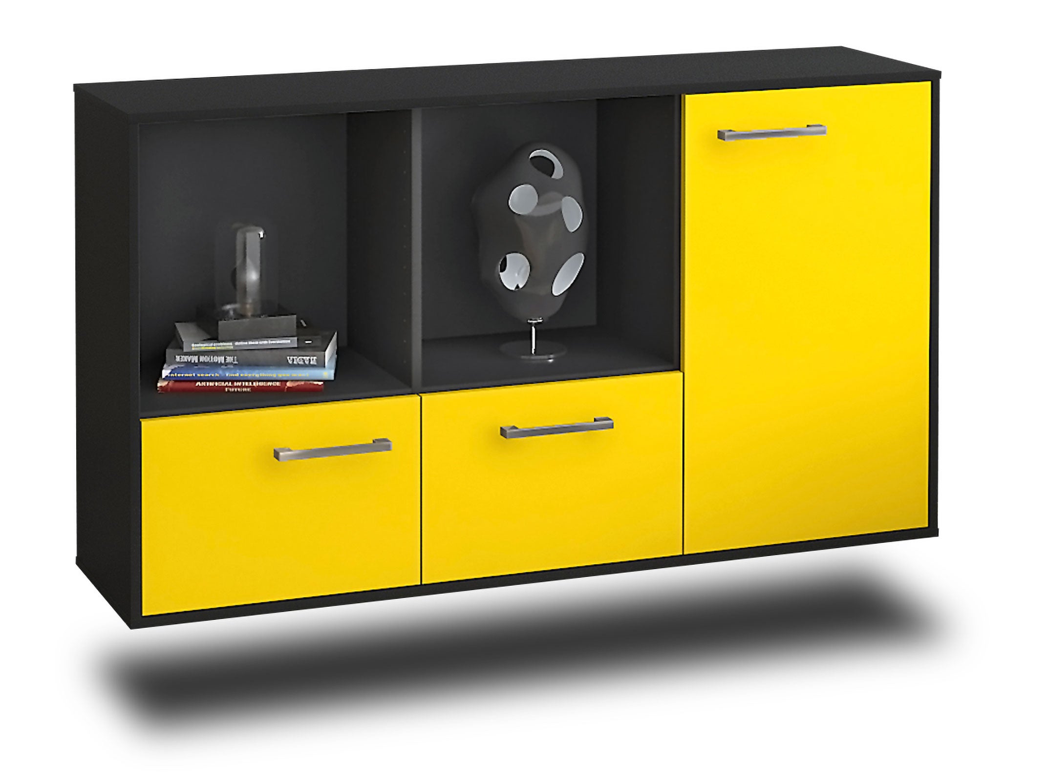 Sideboard - Dolcia - Design Farbakzent - Wandmontage mit Griffe 136 cm Anthrazit