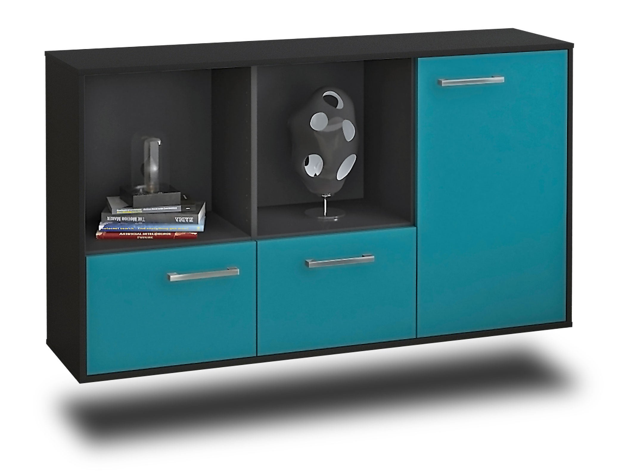 Sideboard - Dolcia - Design Farbakzent - Wandmontage mit Griffe 136 cm Anthrazit