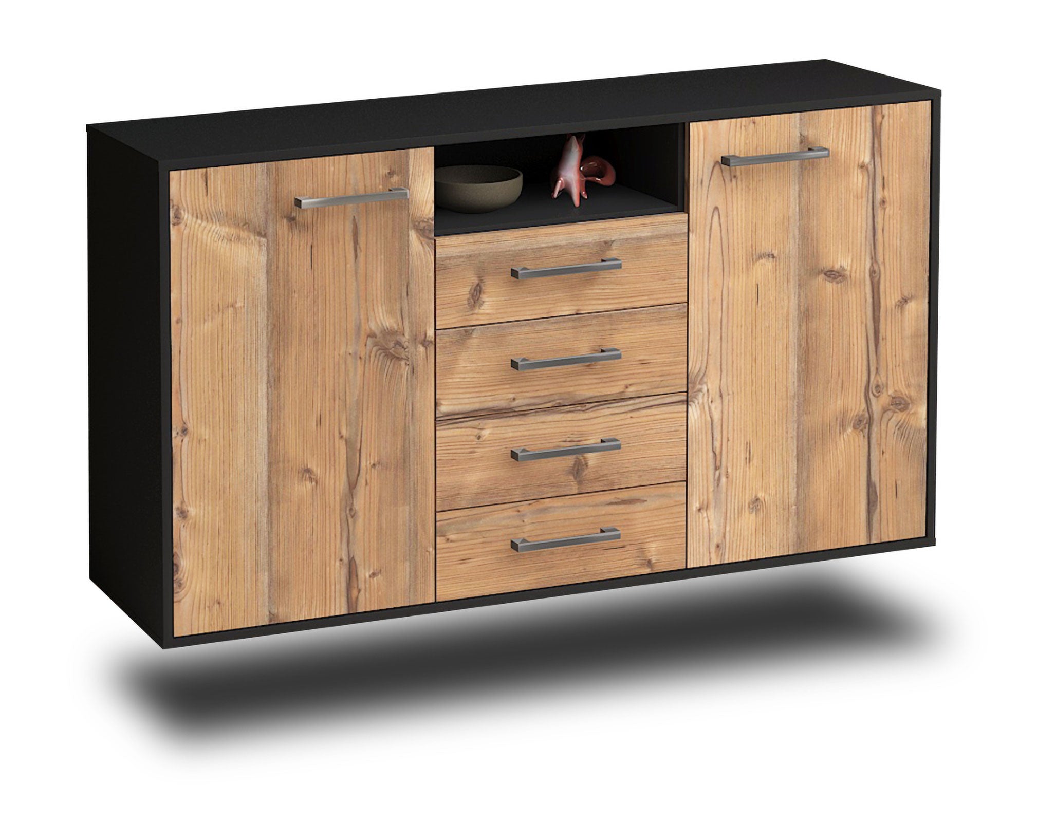 Sideboard - Donnice - Design Holzdekor - Wandmontage mit Griffe 136 cm Anthrazit