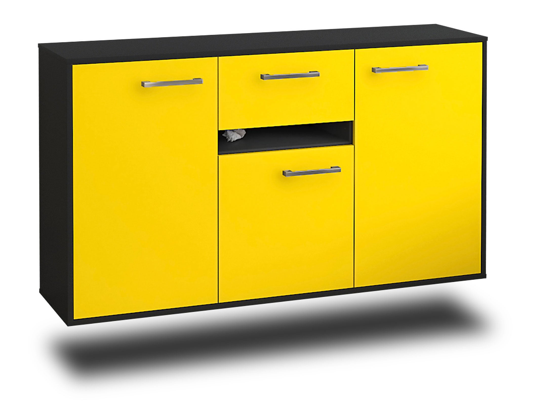 Sideboard - Dorina - Design Farbakzent - Wandmontage mit Griffe 136 cm Anthrazit