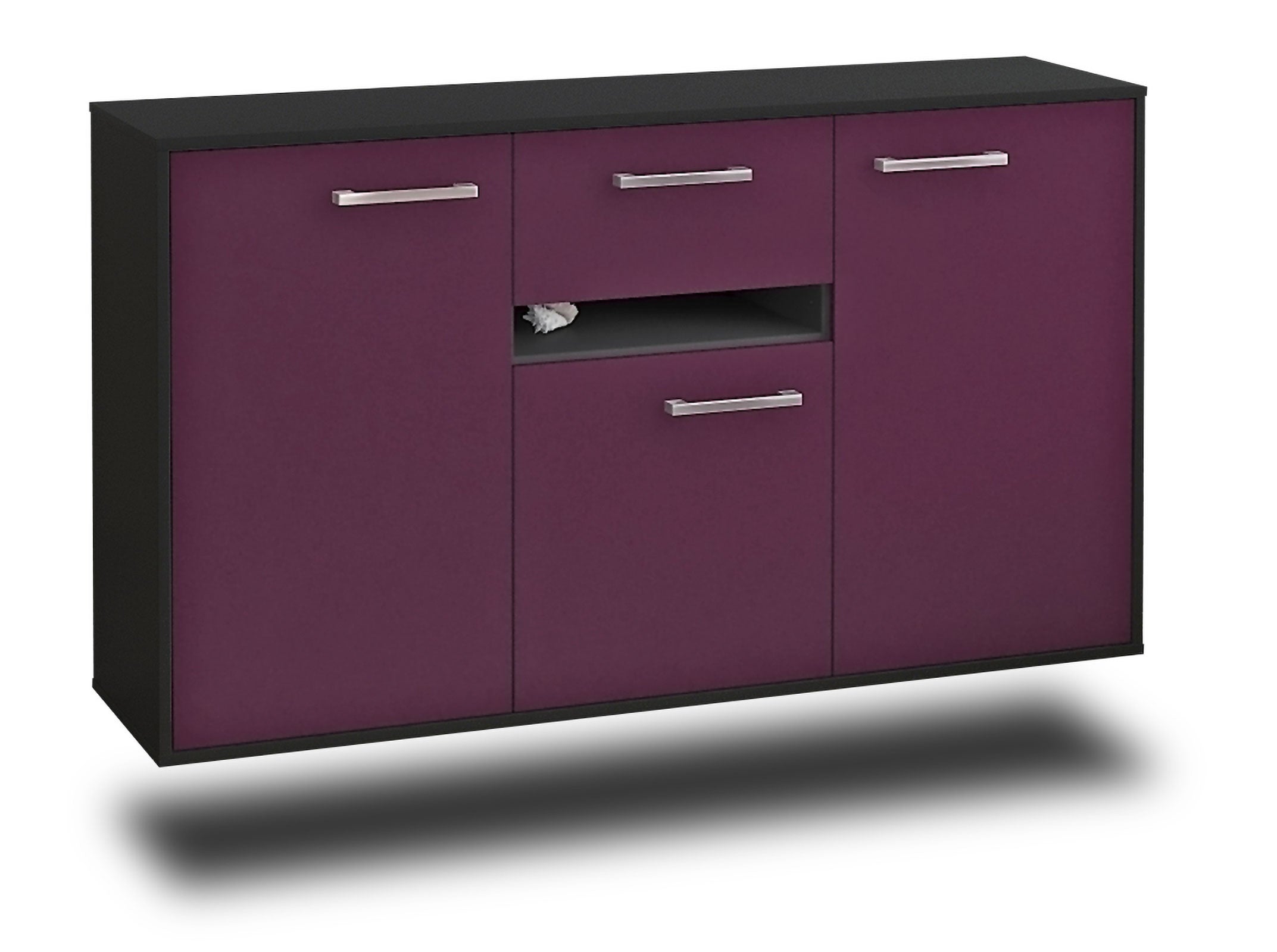 Sideboard - Dorina - Design Farbakzent - Wandmontage mit Griffe 136 cm Anthrazit